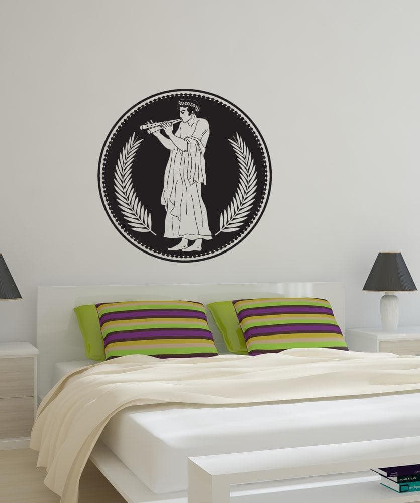 Greek Flute Art Vinyl Wall Decal Sticker - Removable Home Decor for Living Room, Bedroom, Nursery | #OS_DC704