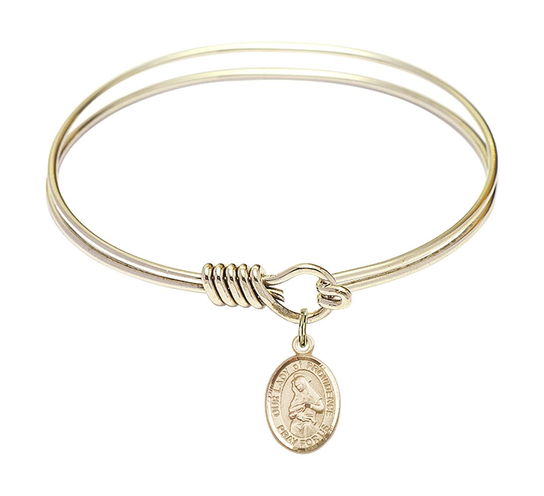 F A Dumont 6.25 Inch Round Eye Hook Bangle Bracelet with Providence Charm - Elegant Jewelry for Women, Perfect for Parties, Weddings & Everyday Wear