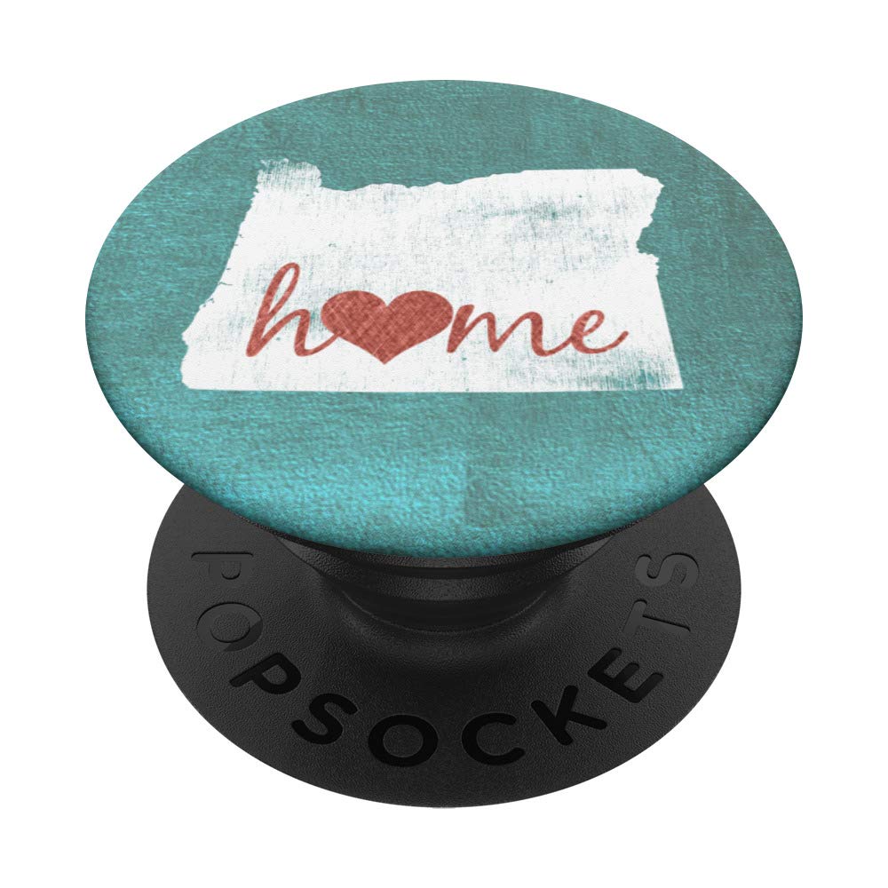 Oregon Distressed State Coral Home Heart Text on Teal Wall Art - Rustic Farmhouse Decor for Living Room, Bedroom & Office