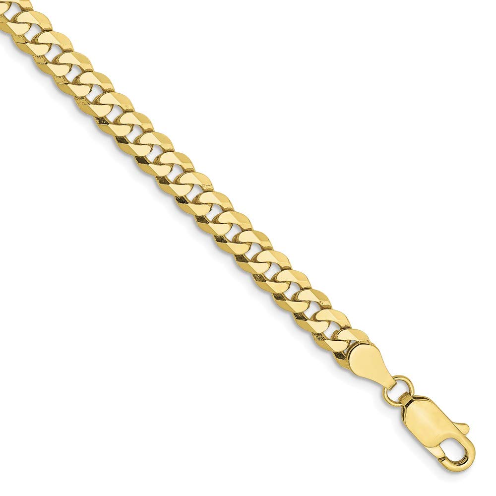 10K Yellow Gold 4.75mm Flat Beveled Curb Chain Anklet - 9