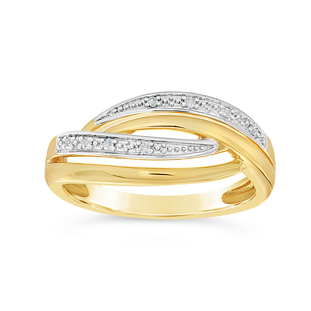 0.04 Carat Diamond Ring in 9K Yellow Gold with 8 Brilliant Cut Diamonds - Elegant Jewelry for Engagement, Wedding & Special Occasions