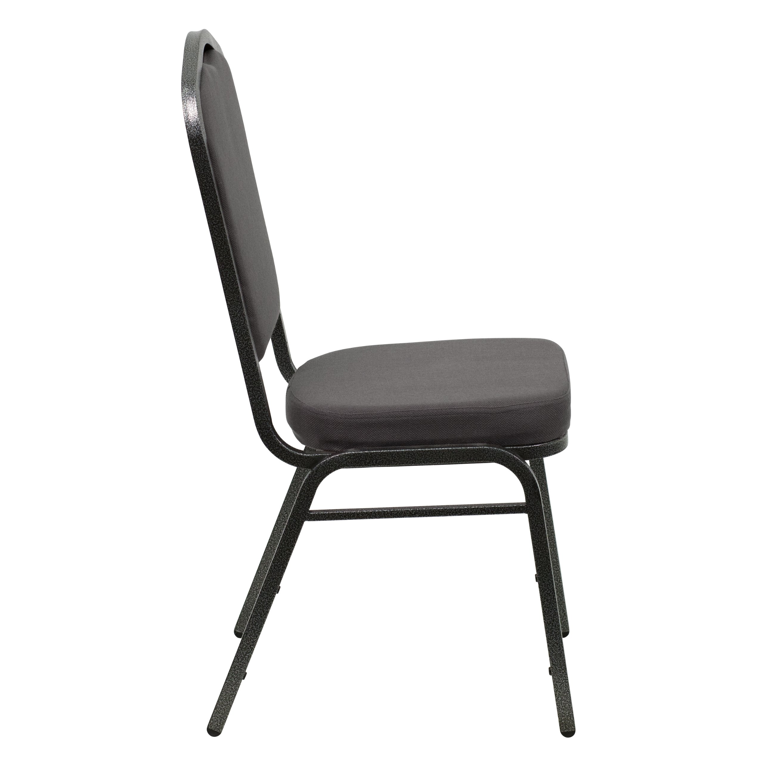 EMMA + OLIVER Crown Back Stacking Banquet Chair - Gray Fabric with Silver Vein Frame - Perfect for Weddings, Events & Banquet Halls