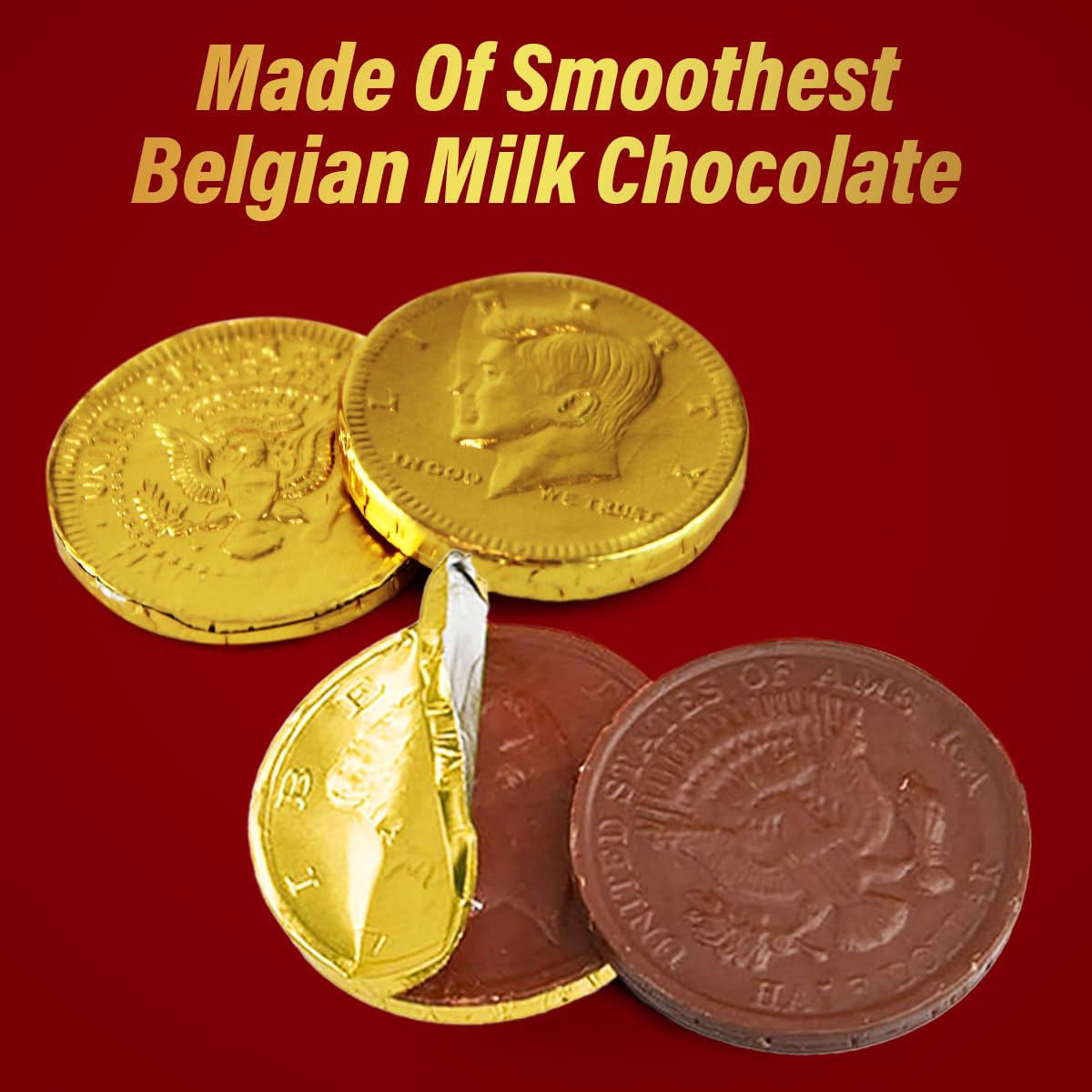 Albert Premier Belgian Chocolate Coins - 48 Individually Wrapped Kosher Milk Chocolate Gold Coins for St. Patrick's Day, Birthday Party Favors, Gifts & Treats | Perfect for Holiday Celebrations, Good Luck Charms & Dessert Tables