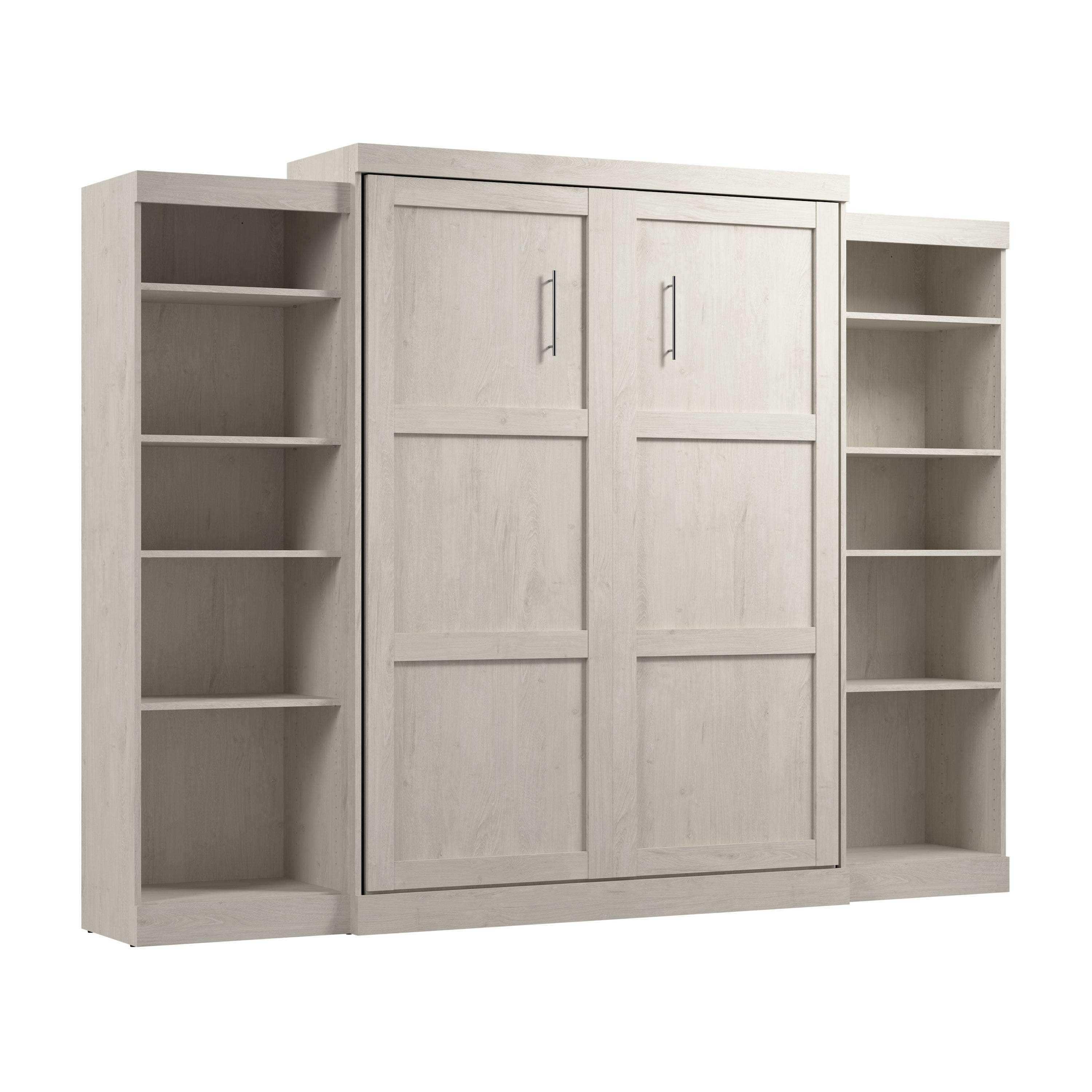 Pur Queen Murphy Wall Bed with 2 Storage Units (115W) - 7 Color Options | Space-Saving Foldable Bed for Small Apartments, Guest Rooms & Home Offices