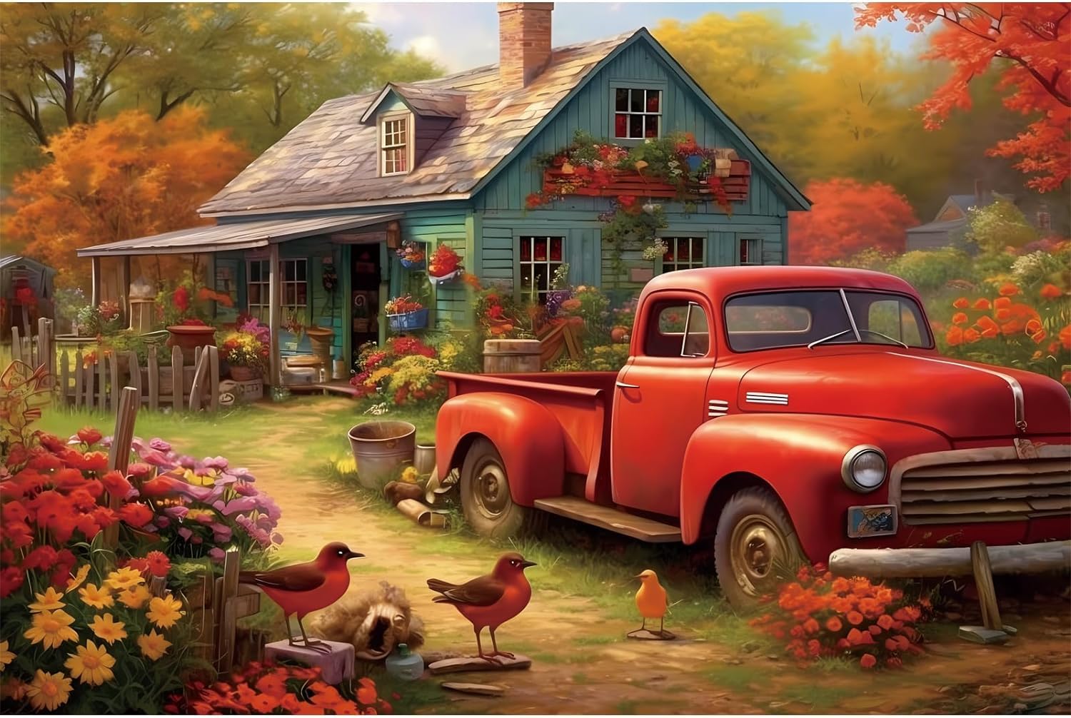 1000 Piece Wooden Jigsaw Puzzle for Adults - Countryside House Landscape Art, Educational Brain Teaser & Home Decor (29.5