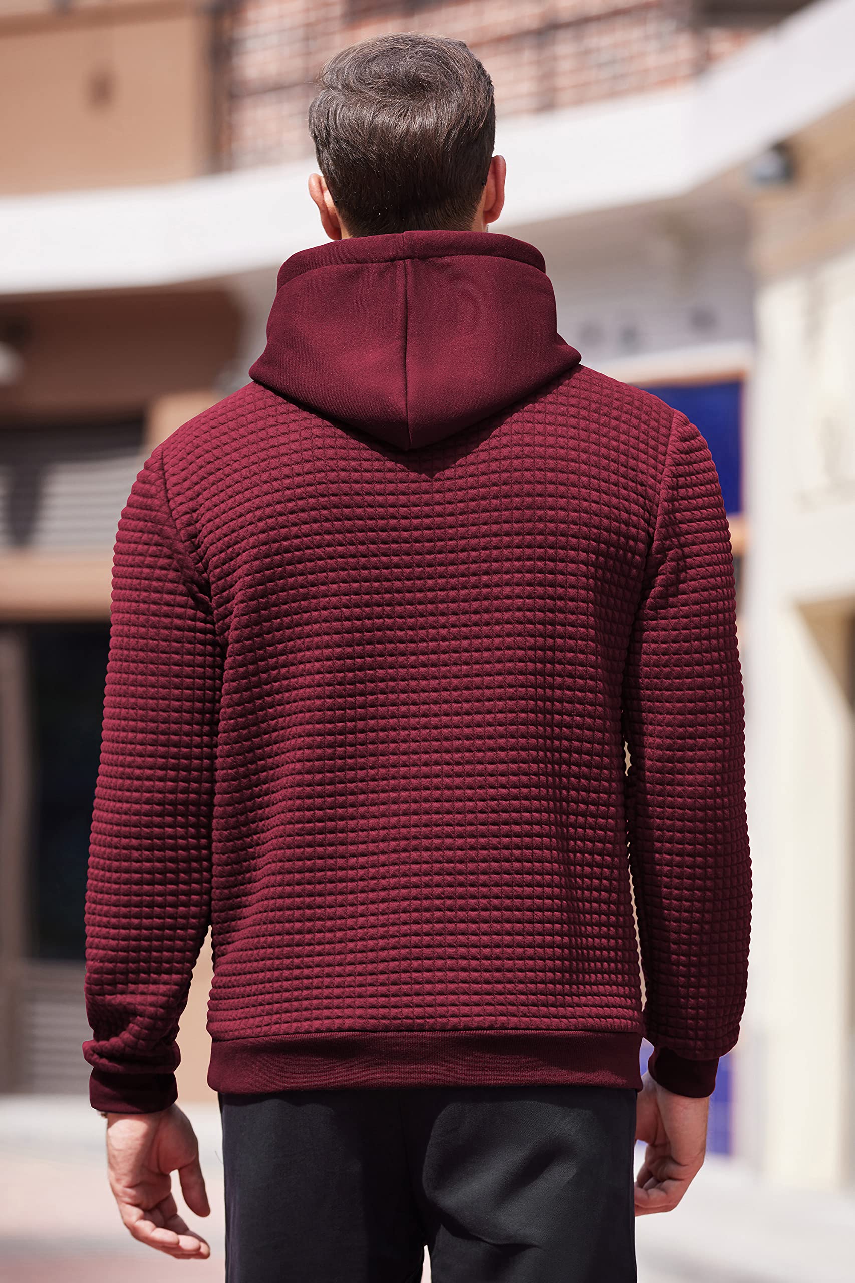 COOFANDY Men's Fashion Waffle Knit Pullover Hoodie with Pocket - Long Sleeve Casual Sweatshirt for Streetwear, Loungewear & Outdoor Activities
