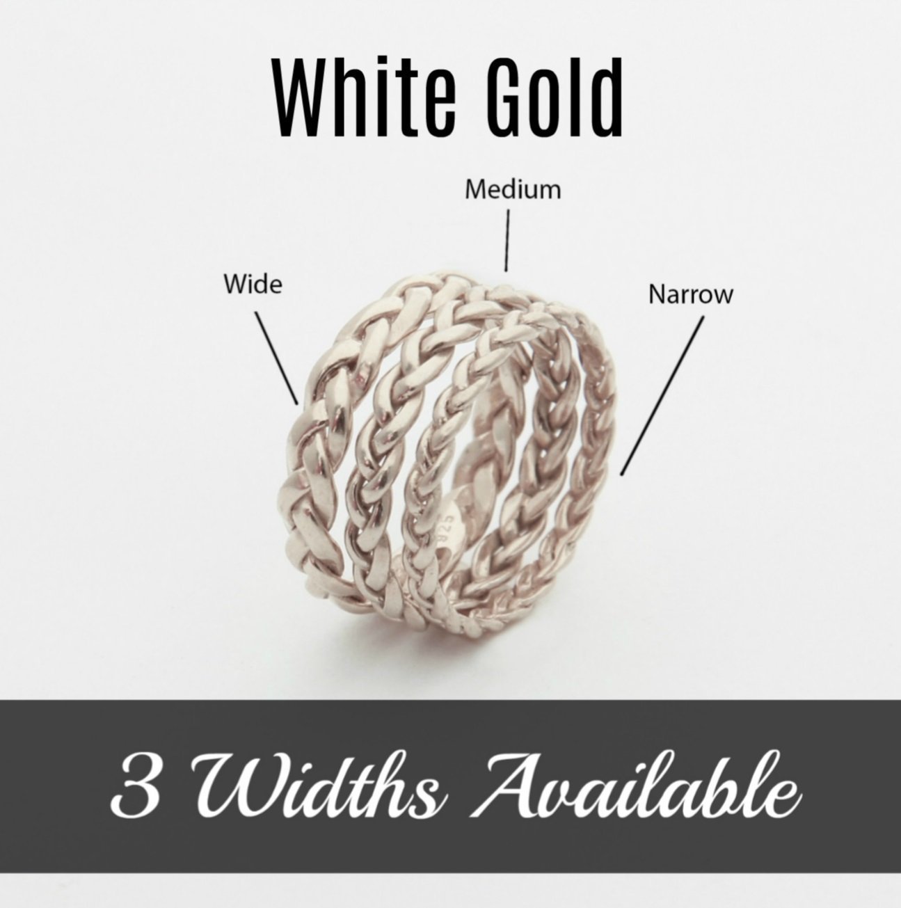 Handmade Wedding Band Braid - Rose Gold, White Gold & Yellow Gold Rings (Sizes 3-10, 3 Width Options) - Perfect for Engagement, Anniversary & Bridal Jewelry Gifts