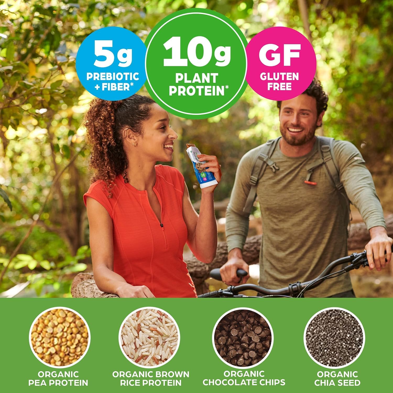 Orgain Organic Vegan Protein Bars, Chocolate Chip Cookie Dough - 10g Plant-Based Protein, Low Calorie Healthy Snacks, Gluten Free, Non-GMO, No Lactose or Soy (Pack of 12) - Perfect for Post-Workout Recovery, On-the-Go Energy & Keto Diet Snacking