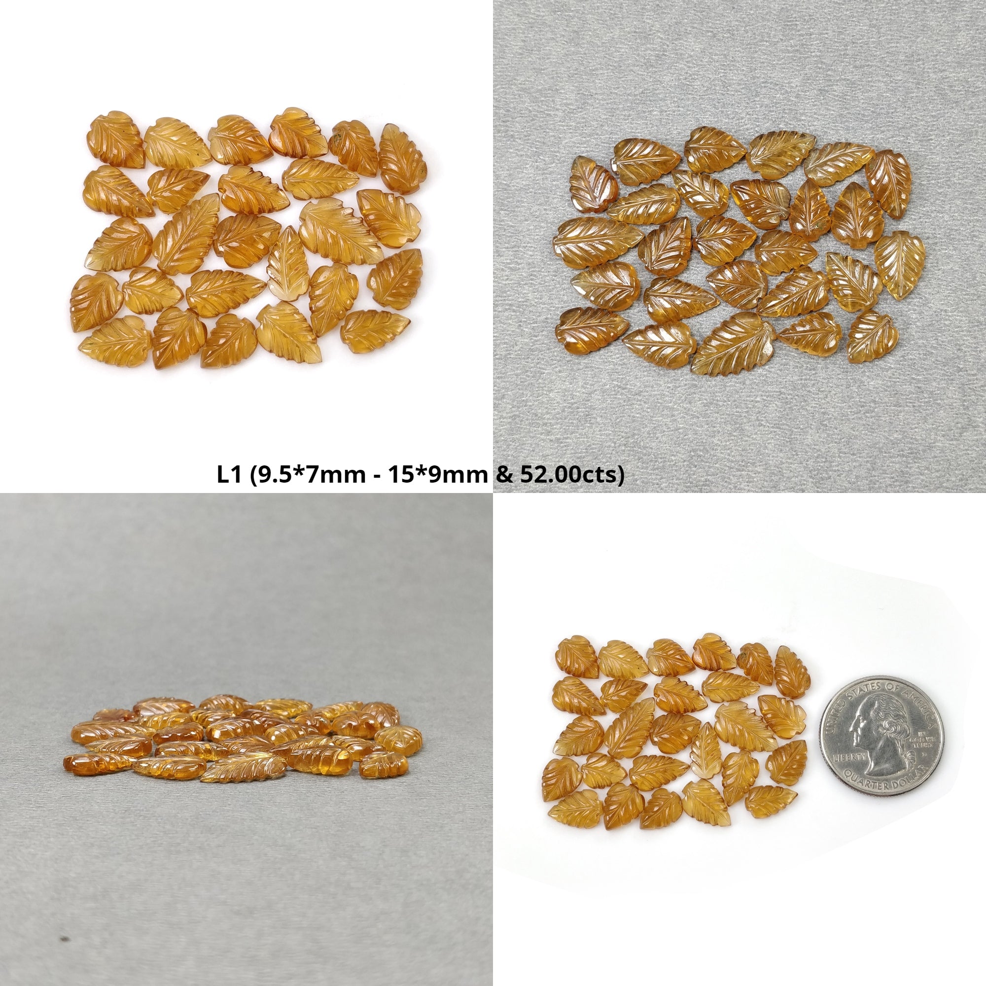 Natural Hessonite Garnet Gemstone Carving - 26pcs/27pcs Untreated Hand-Carved Leaf Pendant Set for Jewelry Making & Spiritual Healing | DIY Necklace, Bracelet, Meditation Accessories