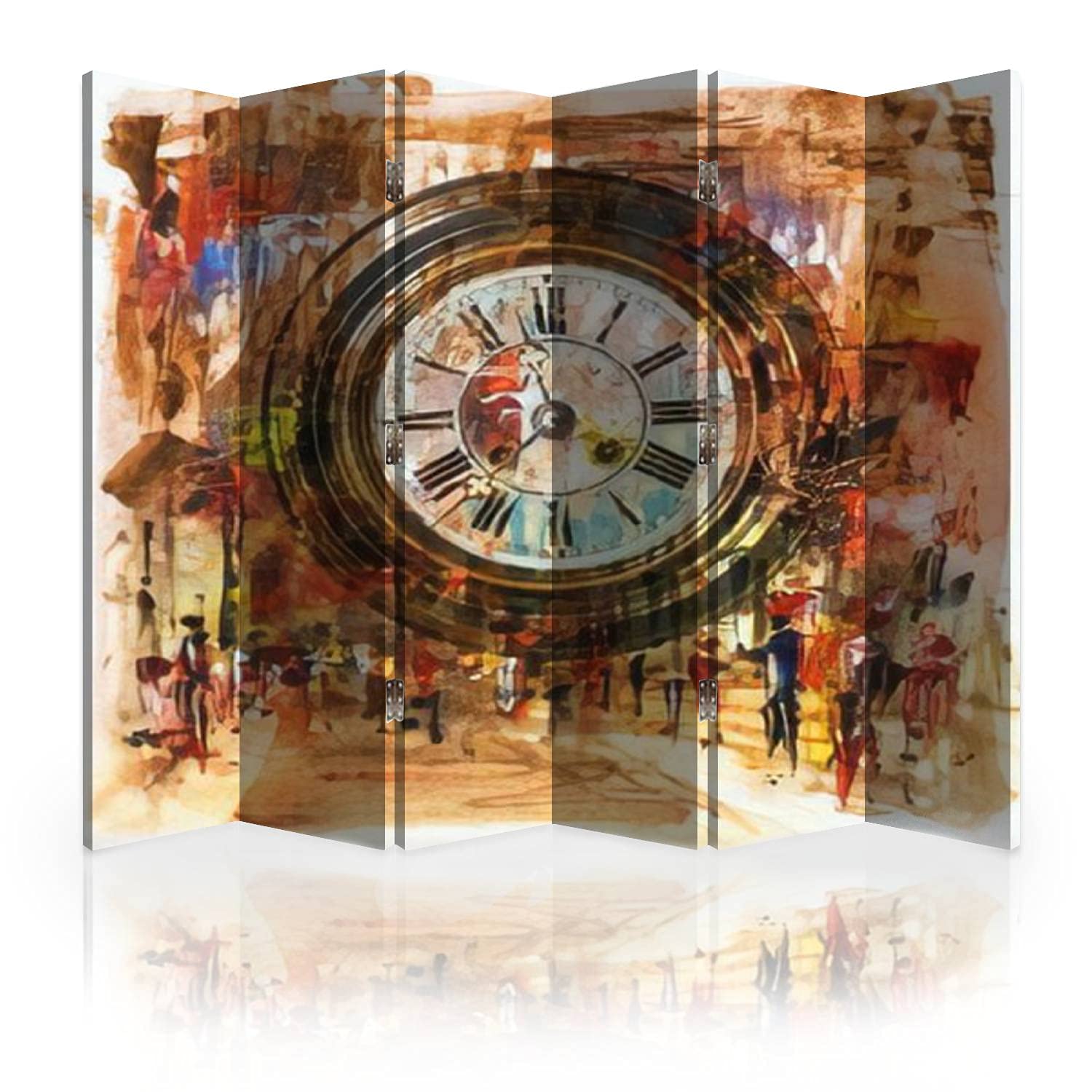 6-Panel Canvas Room Divider Screen - Hand-Painted Acrylic & Mixed Media Art Privacy Partition for Bedroom, Office & Living Space | Foldable Wall Separator for Home Decor & Space Division