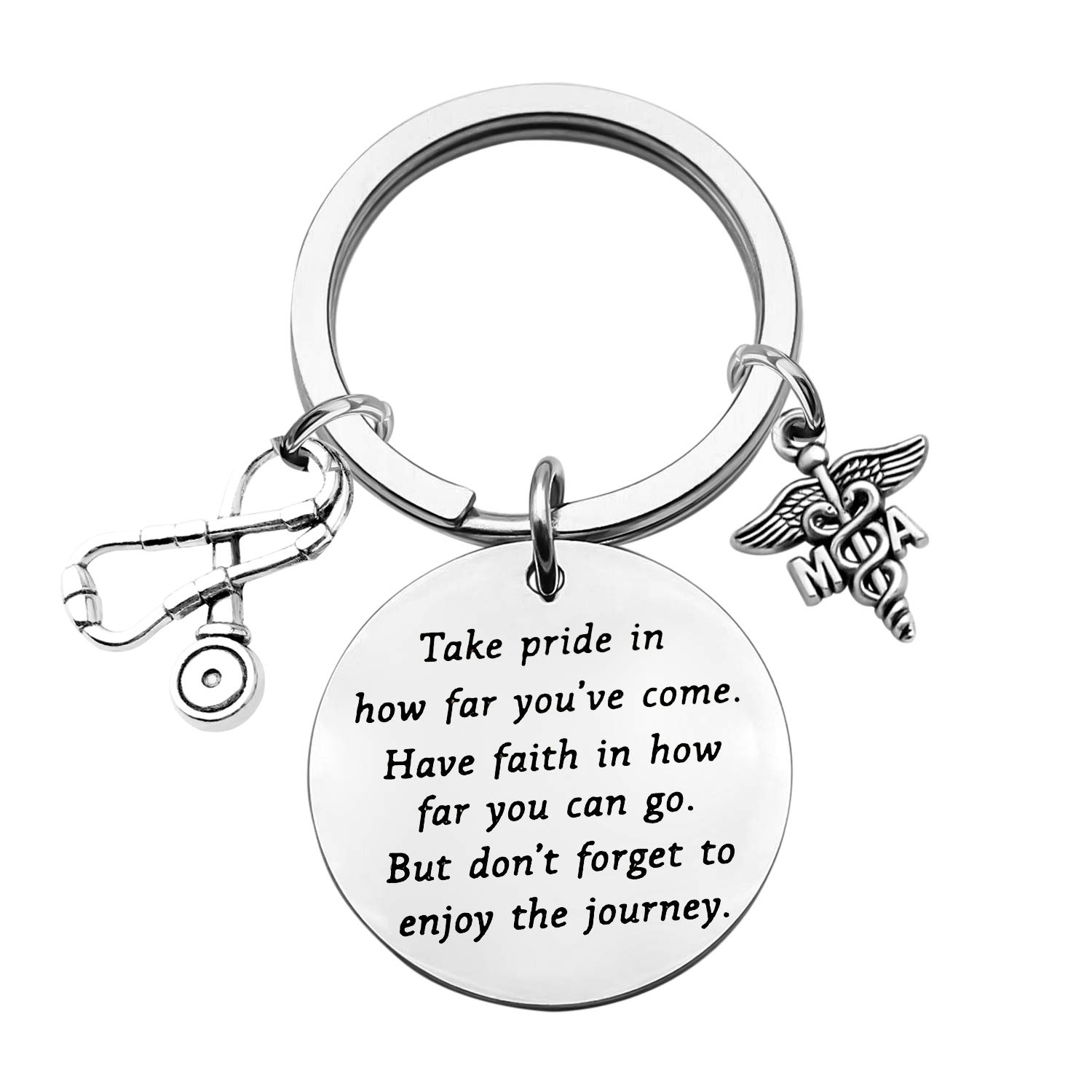 FUSTMW Medical Assistant Graduation Gift Keychain - Engraved MA Appreciation Present for Nurses & Healthcare Professionals - Perfect for Clinicals, White Coat Ceremonies & Nursing School Graduation