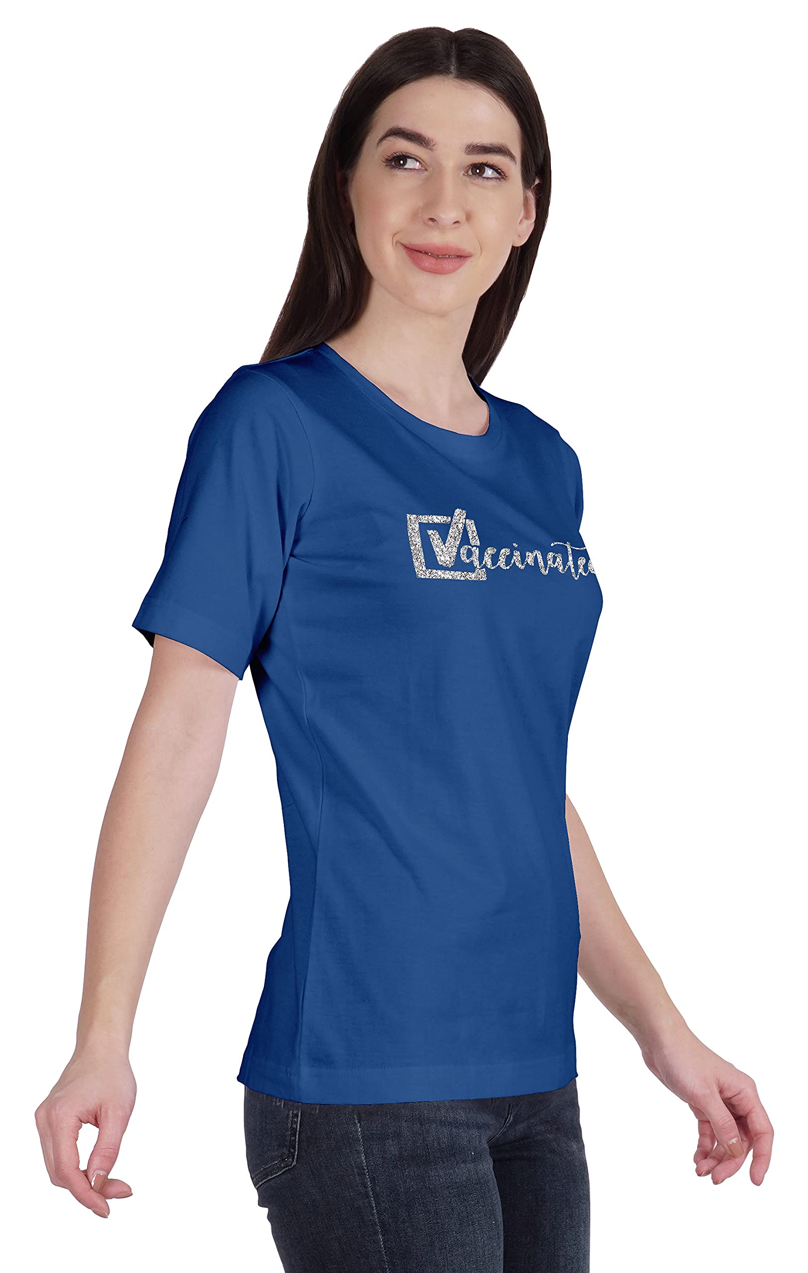 Vaccinated Pro Vaccine Cotton Crew Neck T-Shirt for Women - Soft & Comfortable Tee for Everyday Wear, Casual Outfits & Supportive Messaging