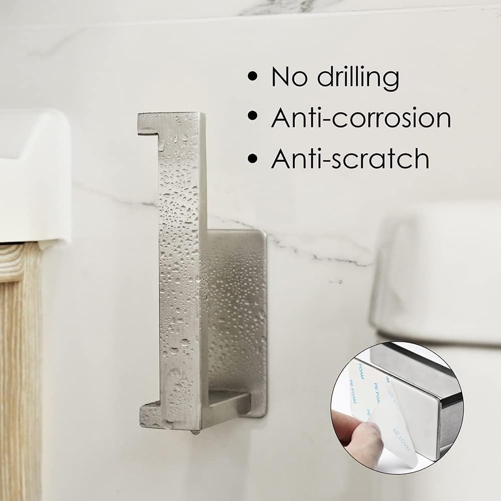 Stainless Steel Wall Mounted Toilet Paper Holder - No Drill Bathroom & Kitchen Toilet Roll Holder | Space-Saving Design for Small Bathrooms & Modern Kitchens