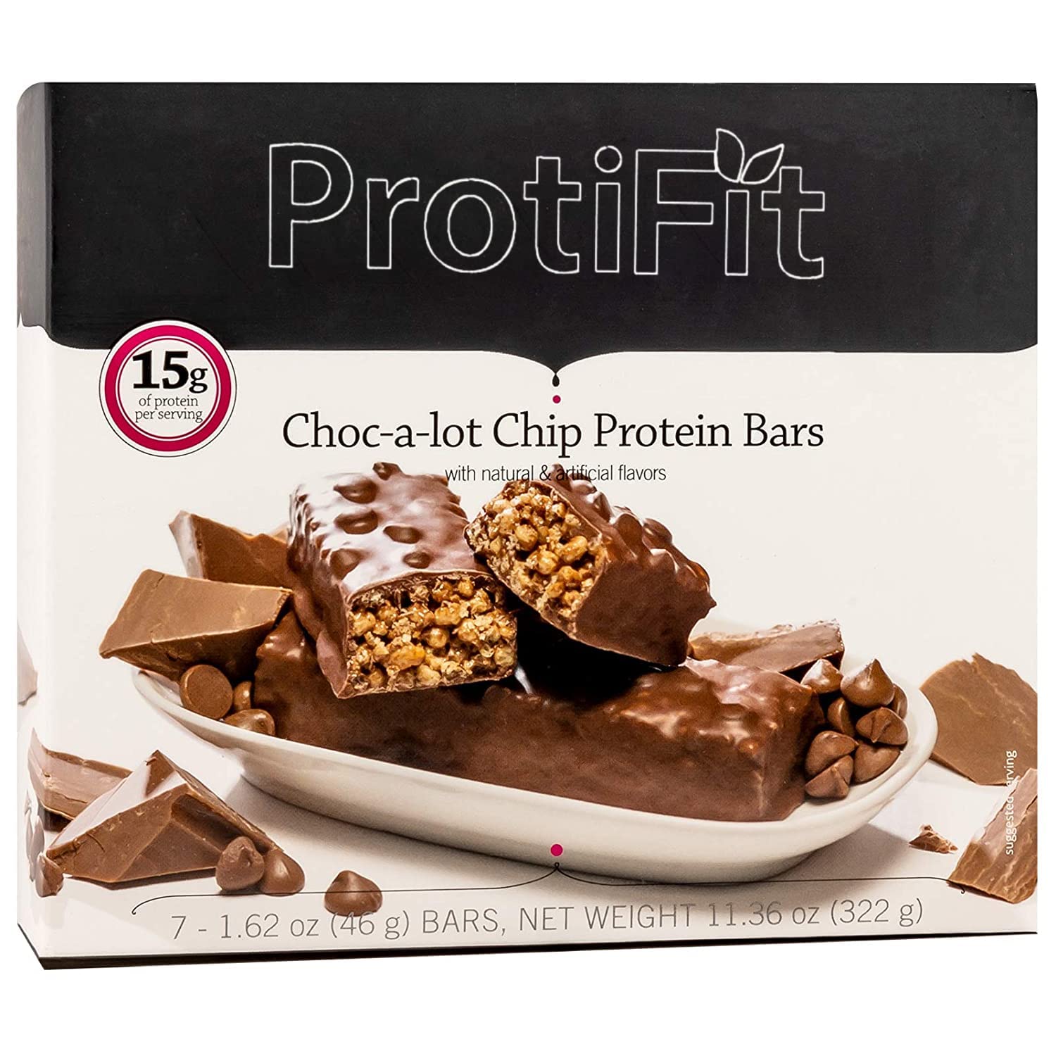 PROTIFIT - Low Calorie Protein Snack Bars for Weight Loss & Healthy Diet, 15g Protein, Low Carb, Keto Friendly, Gluten Free, Ideal Protein Compatible - 7 Count (Chocolate Chip Flavor) - Perfect for On-the-Go Snacking, Post-Workout Recovery & Keto Diet