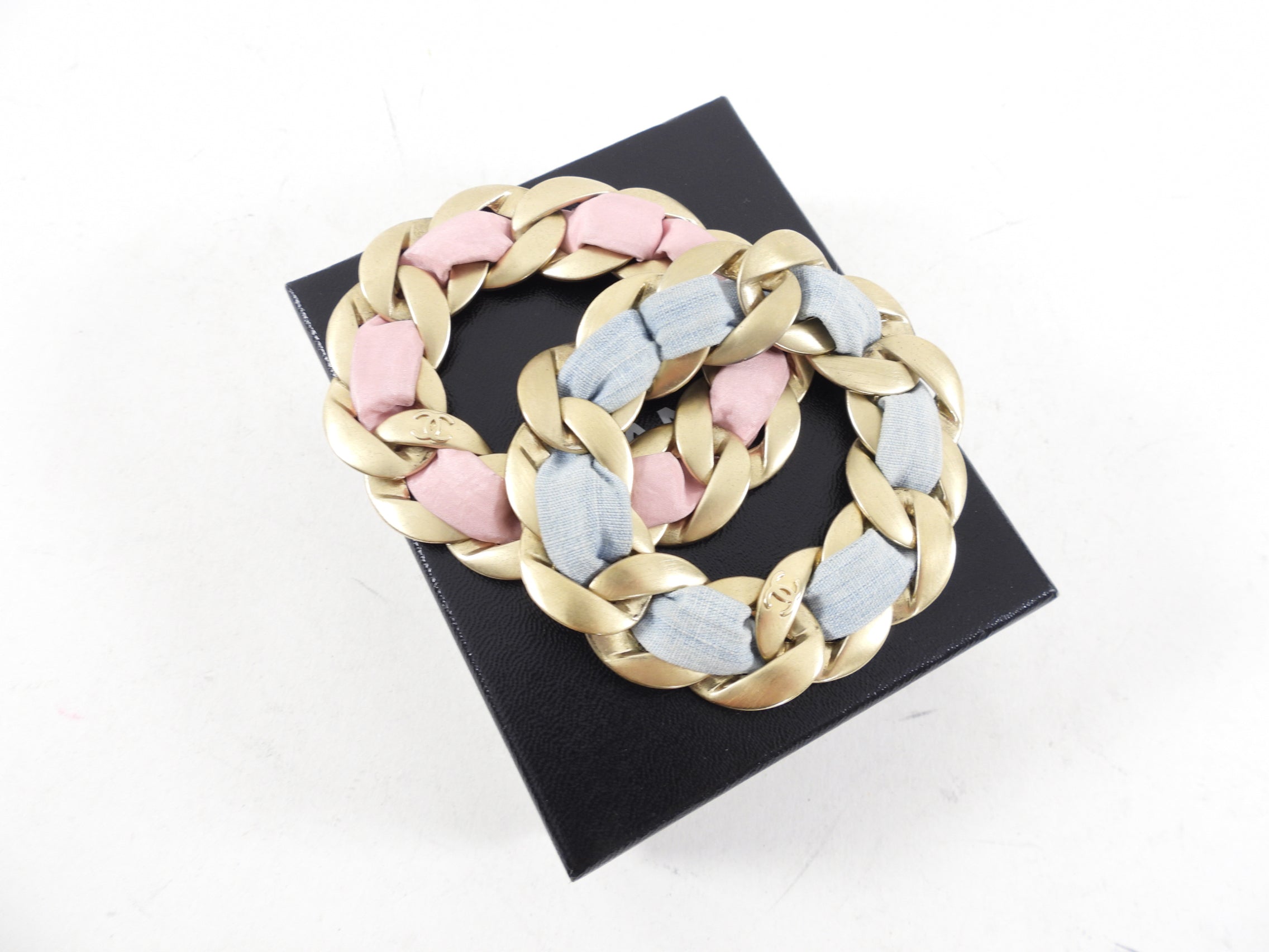 Chanel 09C Blue and Gold Chain Bracelet for Women - Luxury Fashion Jewelry Gift for Birthday, Anniversary & Special Occasions