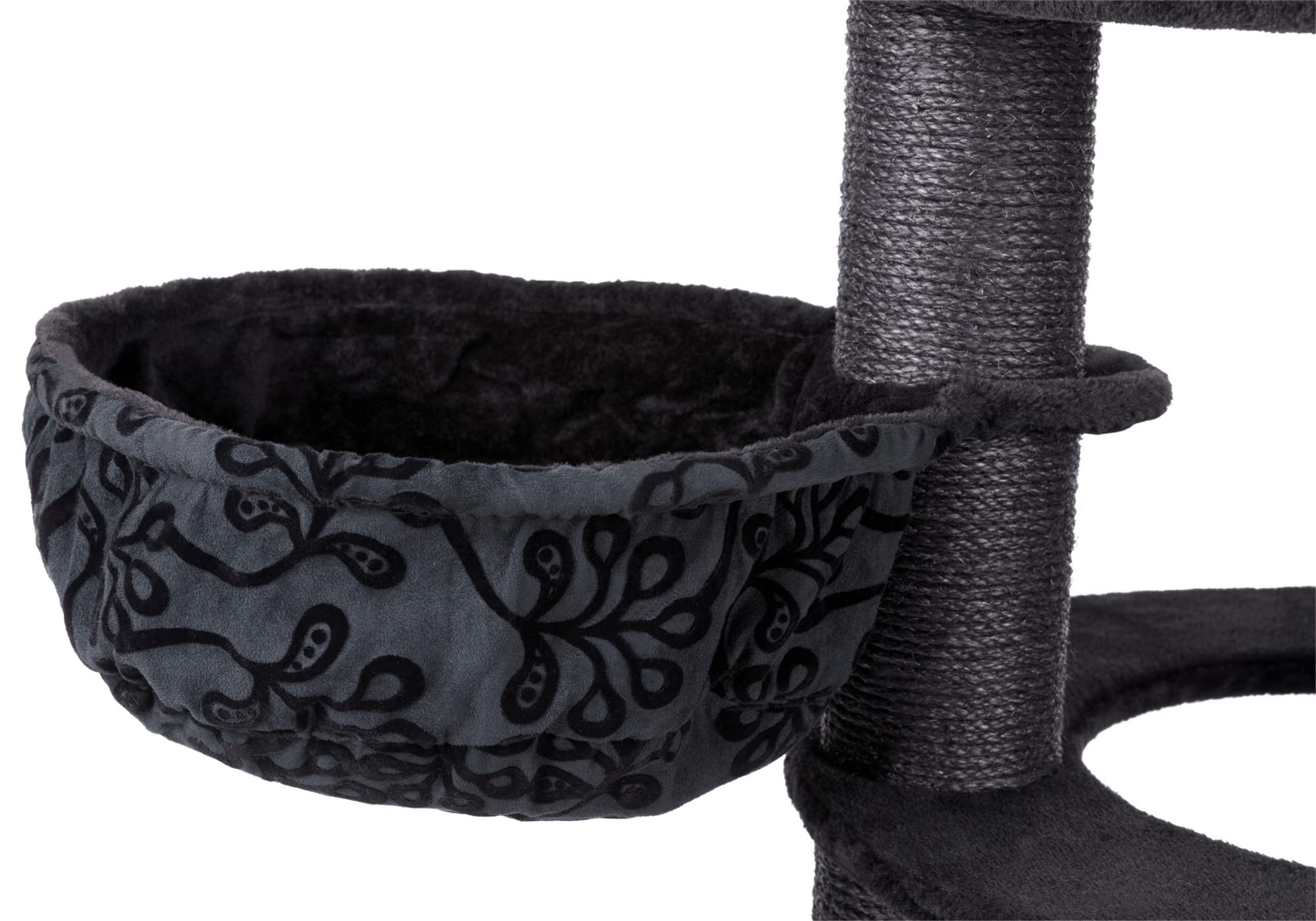 Premium 50-inch TRIXIE Filippo Cat Tower with Sisal Scratching Posts, Multi-Level Cat Tree with Hammock, Plush Bed & Dangling Toys for Indoor Cats - Perfect for Play, Rest & Climbing in Home or Office (Black)