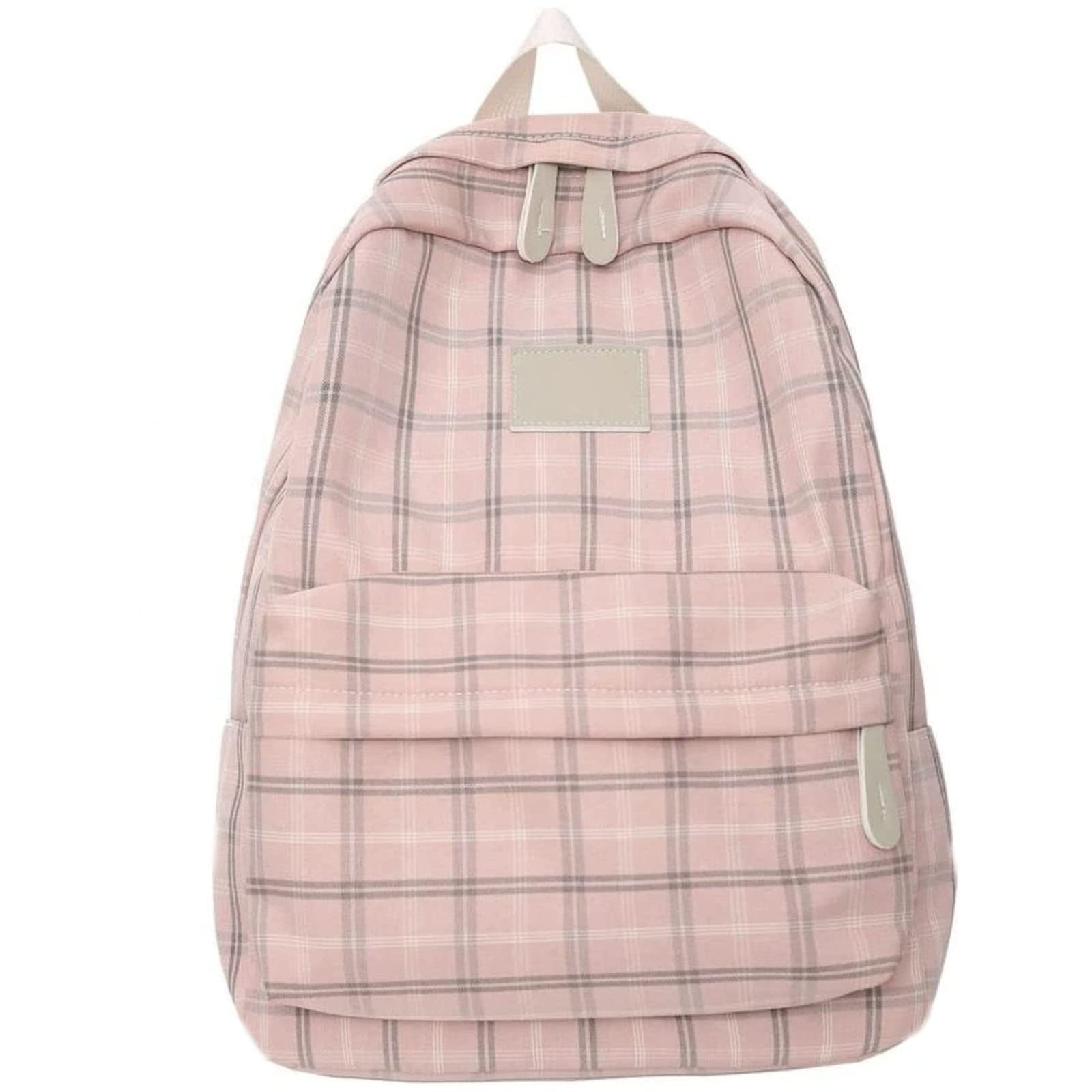 LELE MENG COW Light Academia Aesthetic Backpack - Stylish Plaid School Backpack for Teen Girls | Pink Preppy Laptop Bag for College, High School & Travel | Perfect Gift for Students