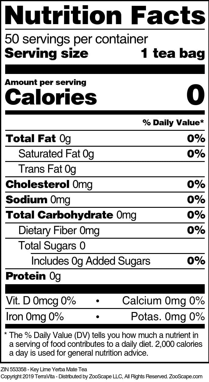 Organic Key Lime Yerba Mate Tea Bags - 50 Count, Caffeine Boost, Antioxidant Rich - Perfect for Energy, Focus & Wellness - ZIN: 553358 | Great for Morning Routine, Workouts & Afternoon Pick-Me-Up