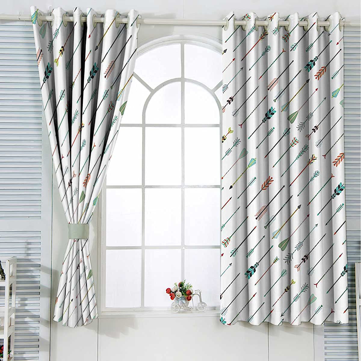Blackout Curtain Liners - White, Teal & Coral Grommet Window Curtains for Bedroom & Living Room (36