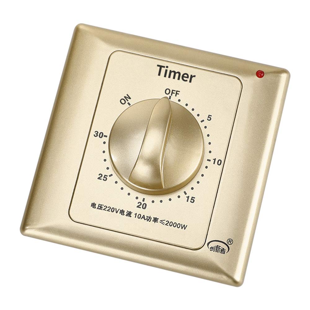 Golden Spring Loaded 30-Minute Countdown Timer Switch - Automatic Mechanical Timer for Pumps, Fans & Phone Charging - Easy Dial Operation - Perfect for Home, Office & Workshop Use