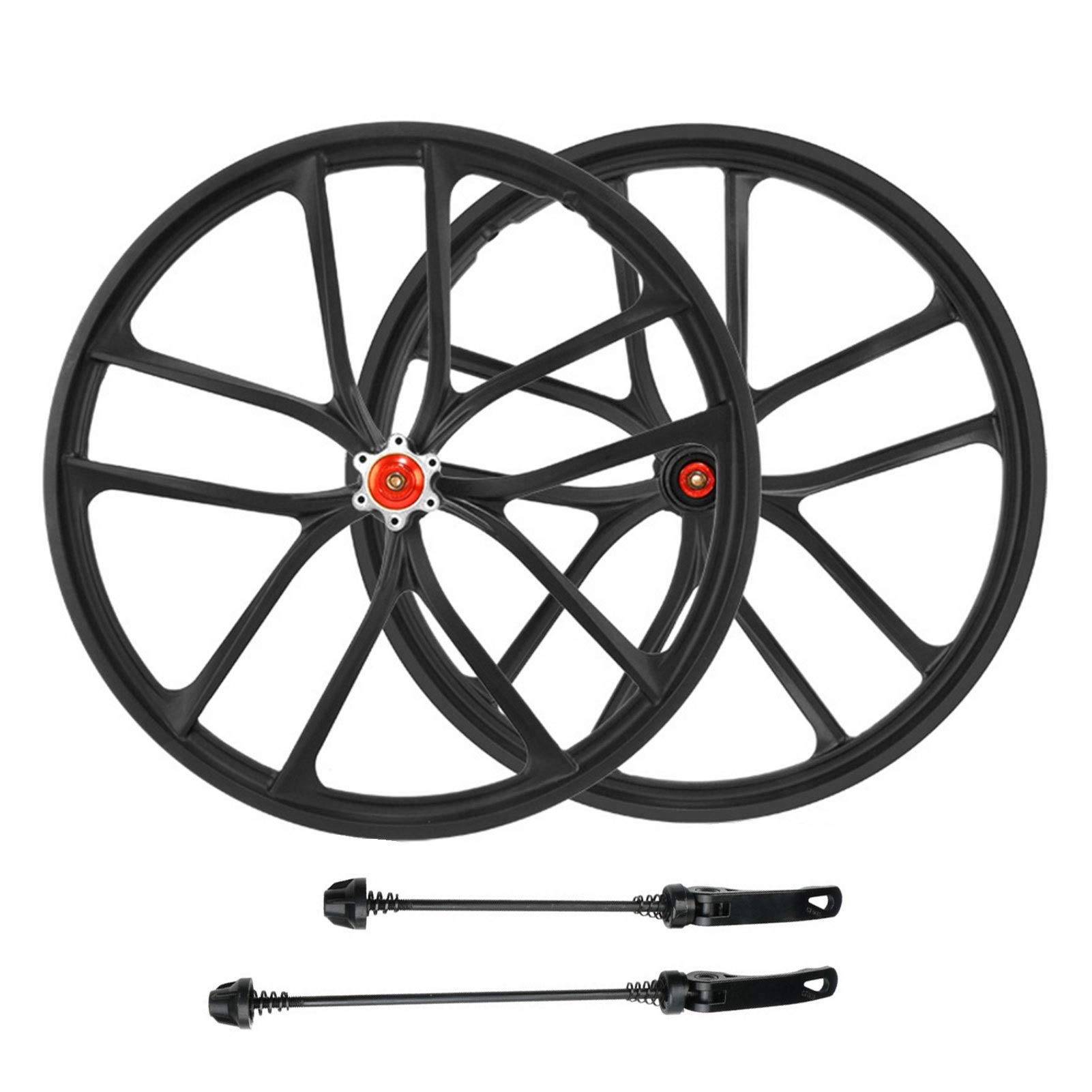 20 Inch Mountain Bike Wheelset - Lightweight Magnesium Alloy Rims with Quick Release & Disc Brake Compatible - Perfect for Trail Riding, Commuting and Off-Road Cycling