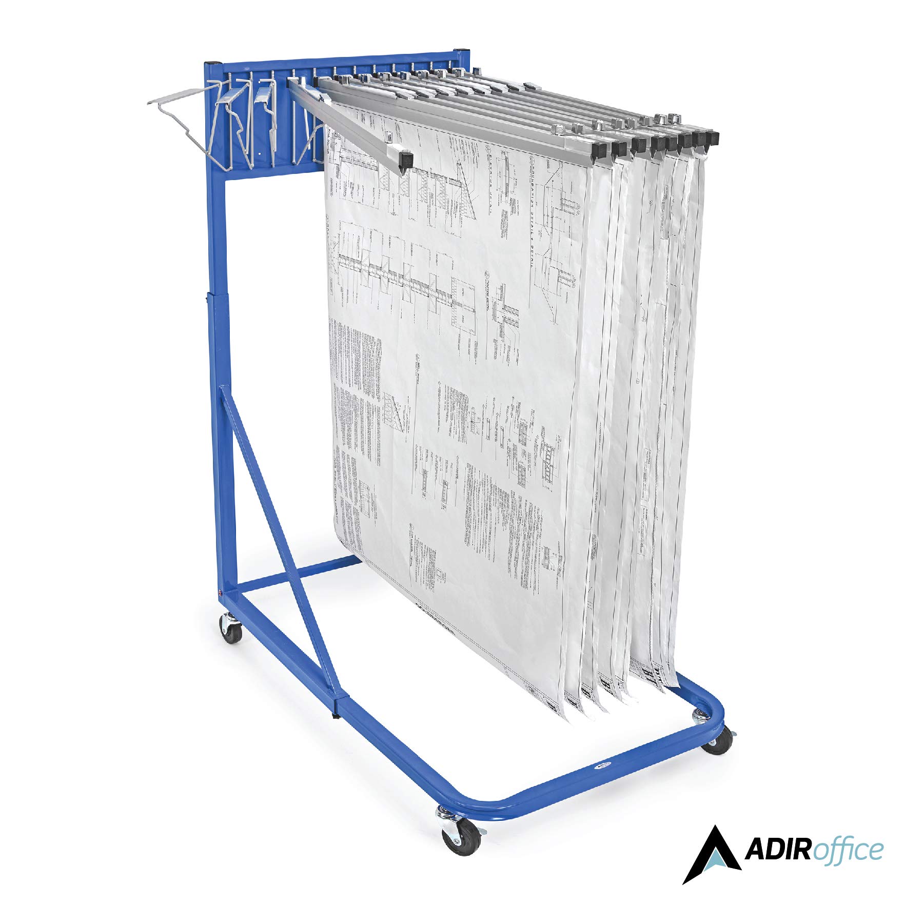 Adir Mobile Blueprint Holder - Heavy Duty Construction Plan Rack, Wall Mounted Map Organizer & Poster Display Stand for Jobsite, Office & Home Use - Perfect for Architects, Engineers & Contractors (Without Clamps)