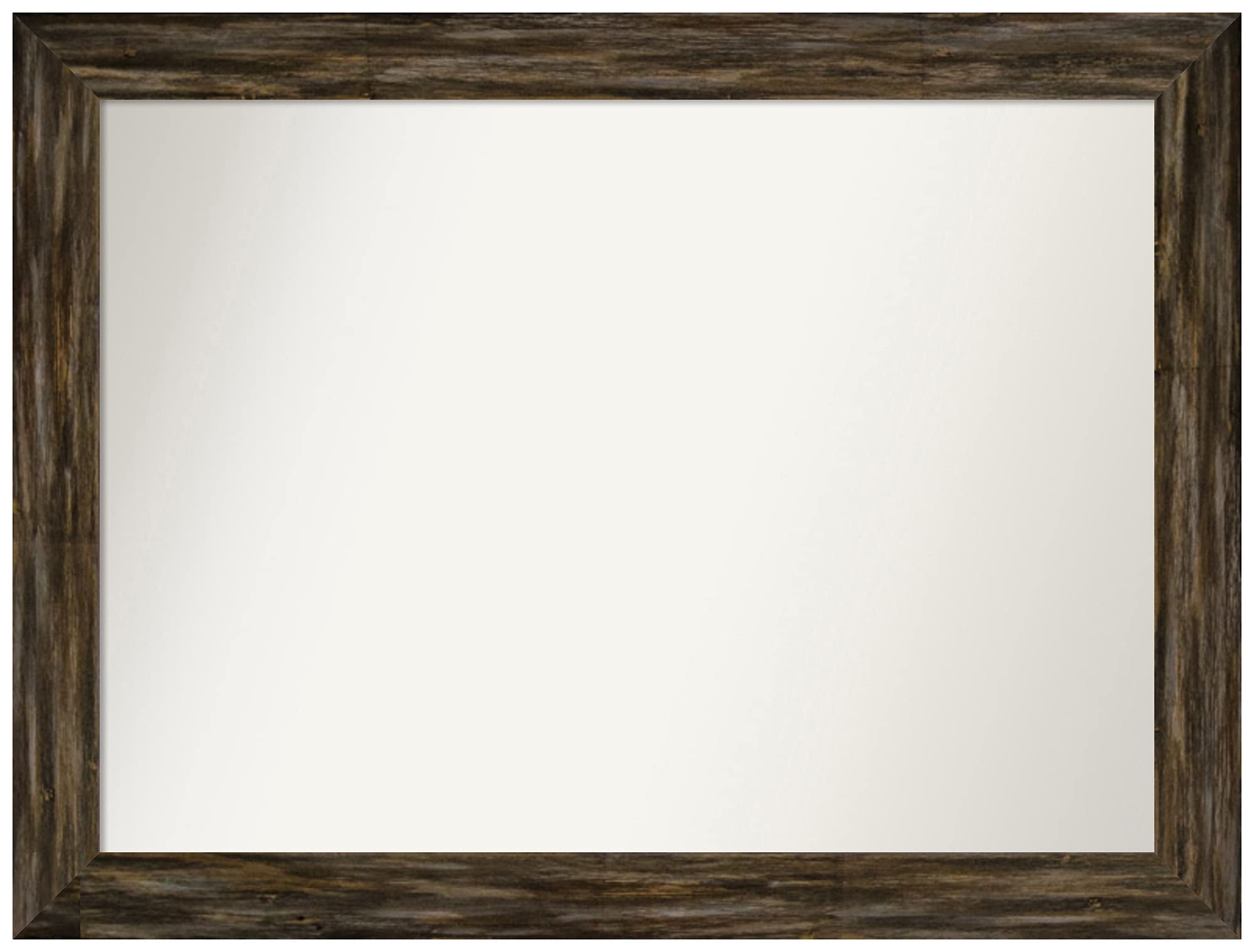 Amanti Art Non-Beveled Custom Wall Mirror 27.5 x 36.5 Inches - Fencepost Brown Narrow Frame - Bathroom Vanity Mirror - Custom Sizes Available - Perfect for Bathroom, Bedroom, and Entryway Decor