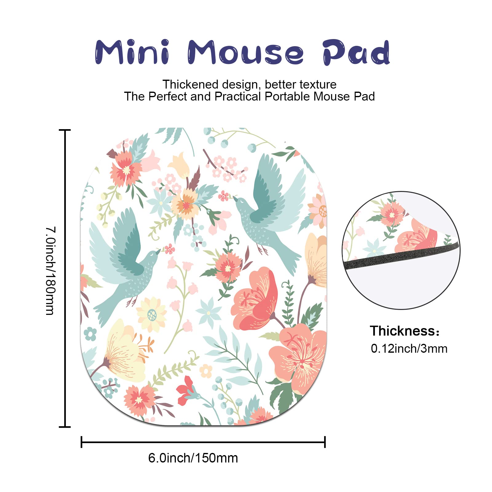 Non-Slip Mini Mouse Pad 6×7 inches - Portable Round Desk Mousepad for Office, Laptop & Travel | Perfect for Small Workspaces, Coffee Shops & Remote Work