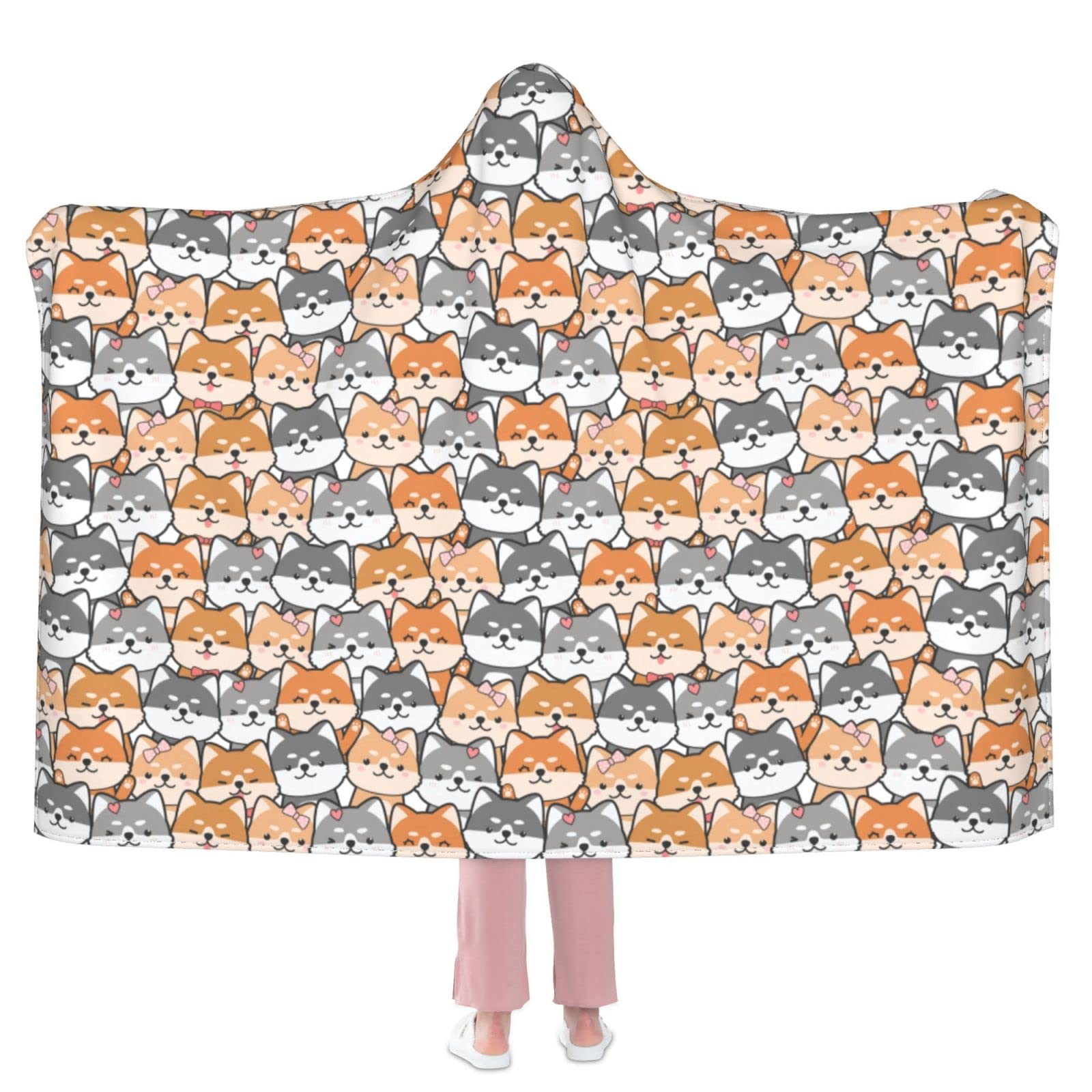 Cozy Flannel Wearable Dog Blanket Hoodie - Soft Plush Fleece Blanket for Adults & Kids, Warm Hooded Throw for Bed, Couch & Travel - Perfect Gift for Pet Lovers