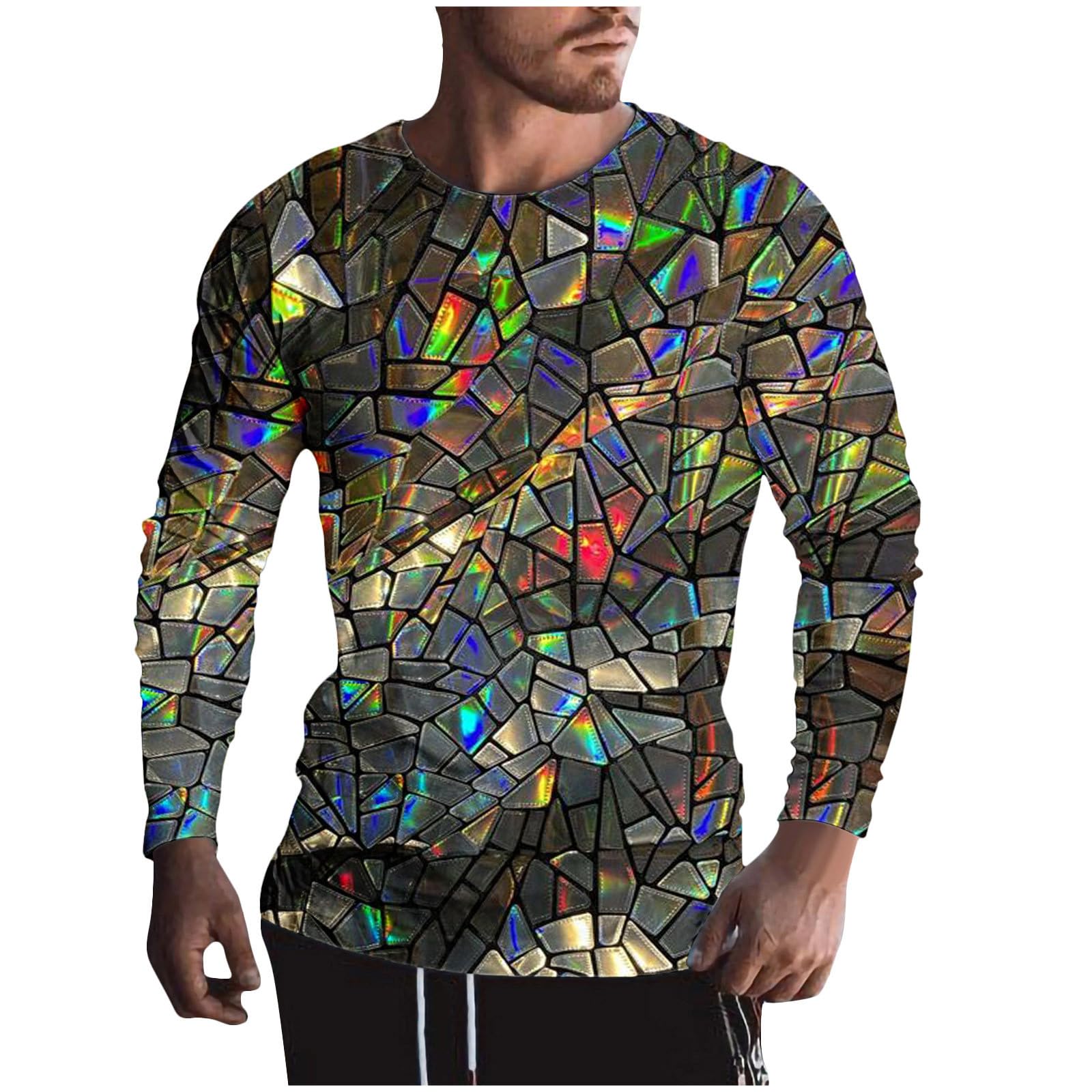 3D Printed Men's Long Sleeve Graphic Tee - Geometry Pattern Fashion T-Shirt for Fall Streetwear | Casual Outfit & Urban Style Essential