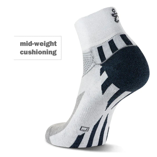 Balega Enduro Quarter V Tech Running Socks - White - Cushioned & Breathable for Marathon, Trail & Long Distance Running