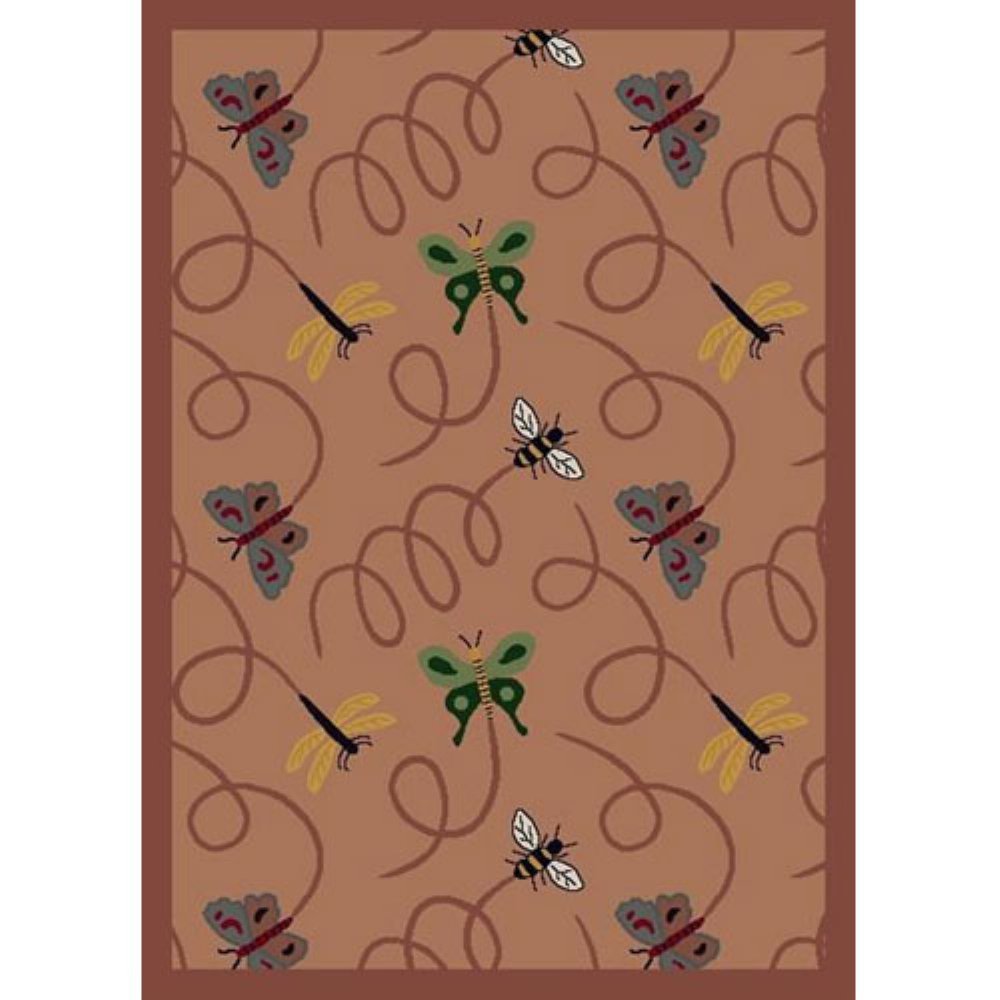 Joy Carpets Kaleidoscope Wing Dings Whimsical Area Rugs - Soft Non-Slip Kids Playroom Rug, Rose Pink - Perfect for Nursery, Bedroom & Playroom Decor