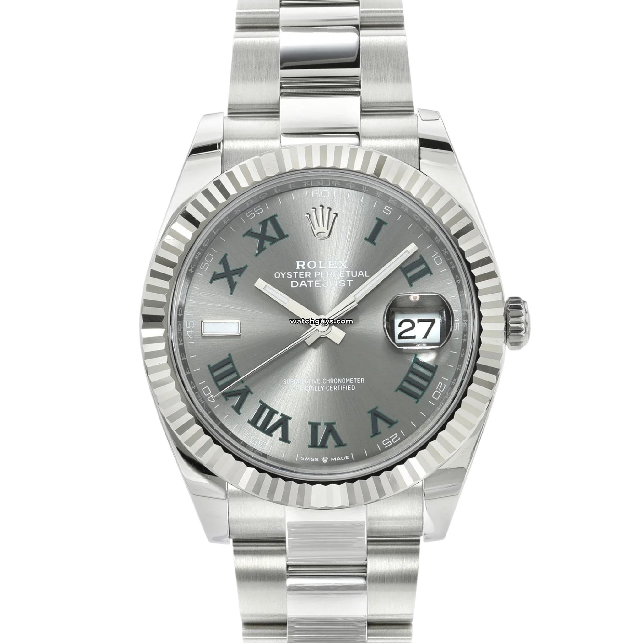 Rolex Datejust 126334 Wimbledon Men's Watch - Stainless Steel & White Gold, Green Roman Dial - Luxury Automatic Timepiece for Business, Gifts & Special Occasions