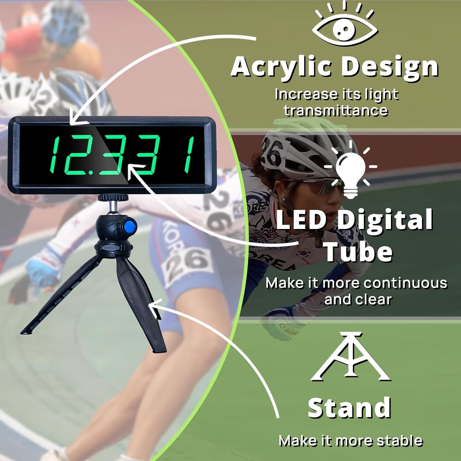 Wireless Laser Timer for Sprint Racing - Battery Powered Stopwatch for Track & Field, Bike Speed Training, Skating, Motorcycle | Portable Electronic Race Clock for Sports & Fitness