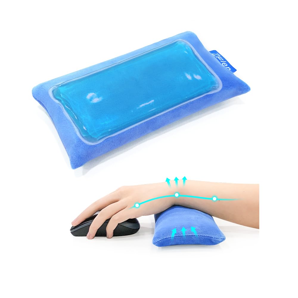 Ergonomic Gel Heated Wrist Rest for Mouse - Comfortable Wrist Support Cushion with Soft Padding for Laptop & Computer Use - Relieves Hand Pain & Fatigue (Blue) | Perfect for Office Work, Gaming & Long Computer Sessions