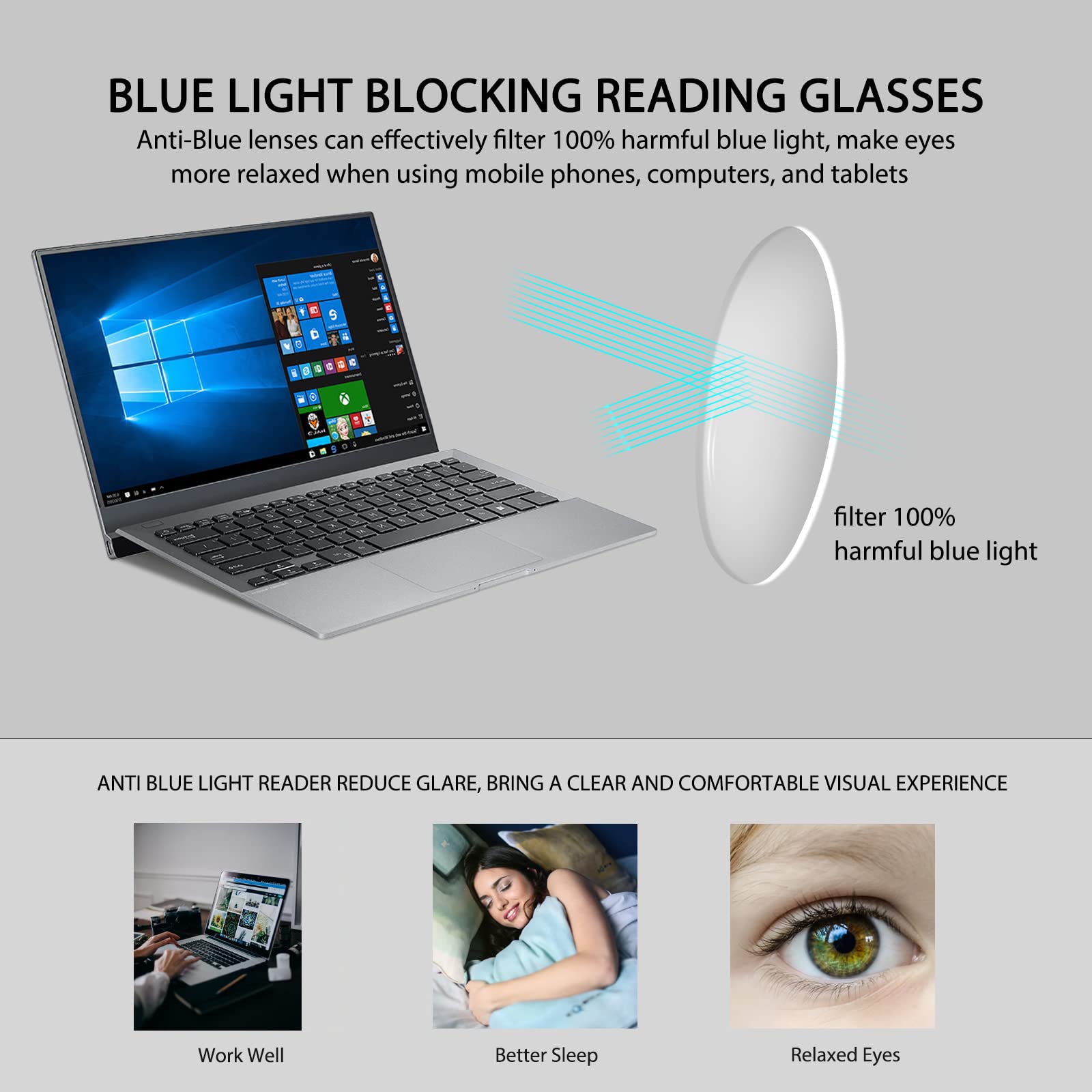 Photochromic Progressive Reading Glasses - Blue Light Blocking & Transition Sunglasses for Work & Outdoor