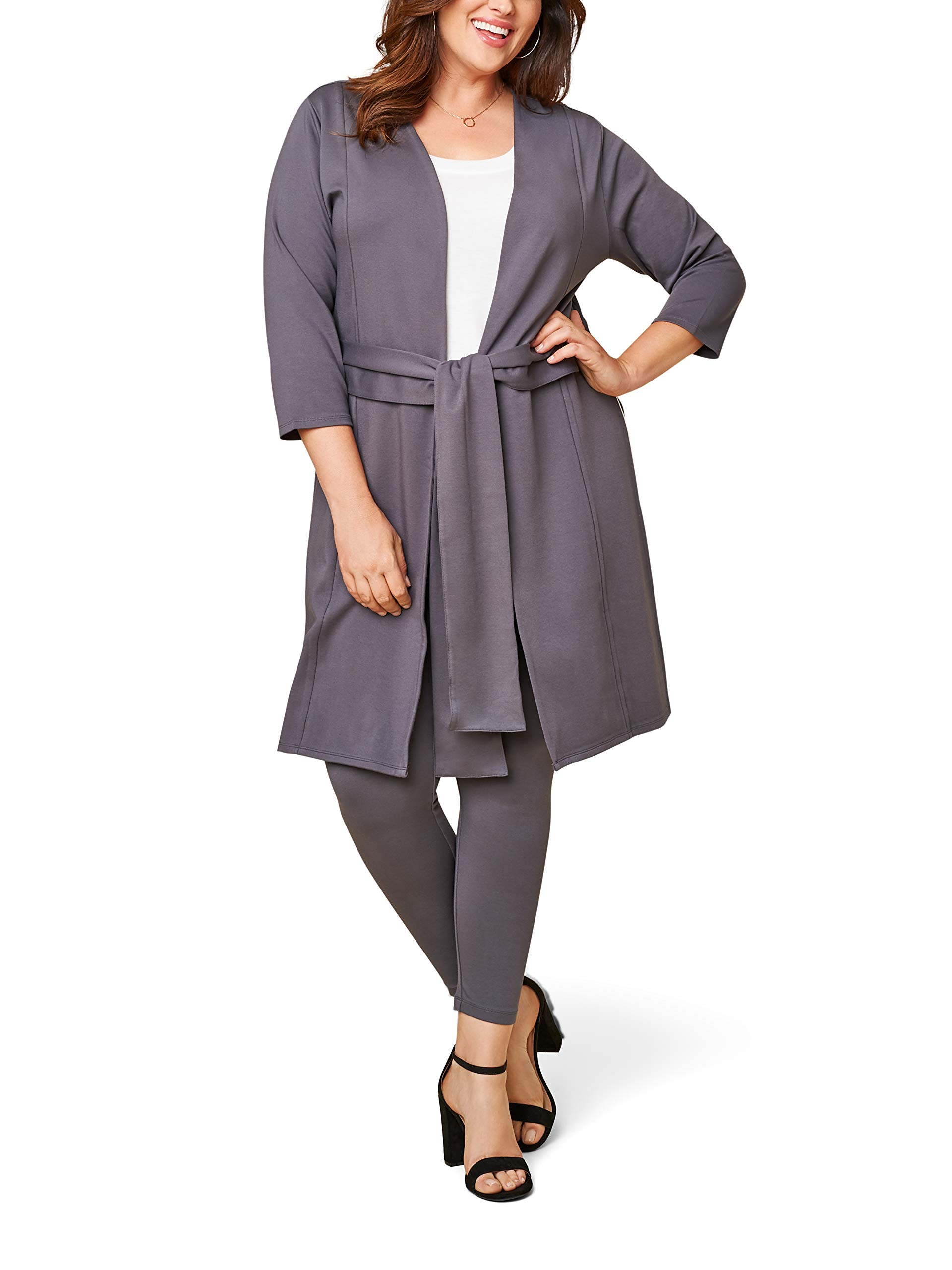 Fruit of the Loom Women's Plus Size Open Front Long Cardigan Sweater | Soft Ponte Knit | Casual Loungewear & Office Wear | Perfect for Layering in Fall & Winter