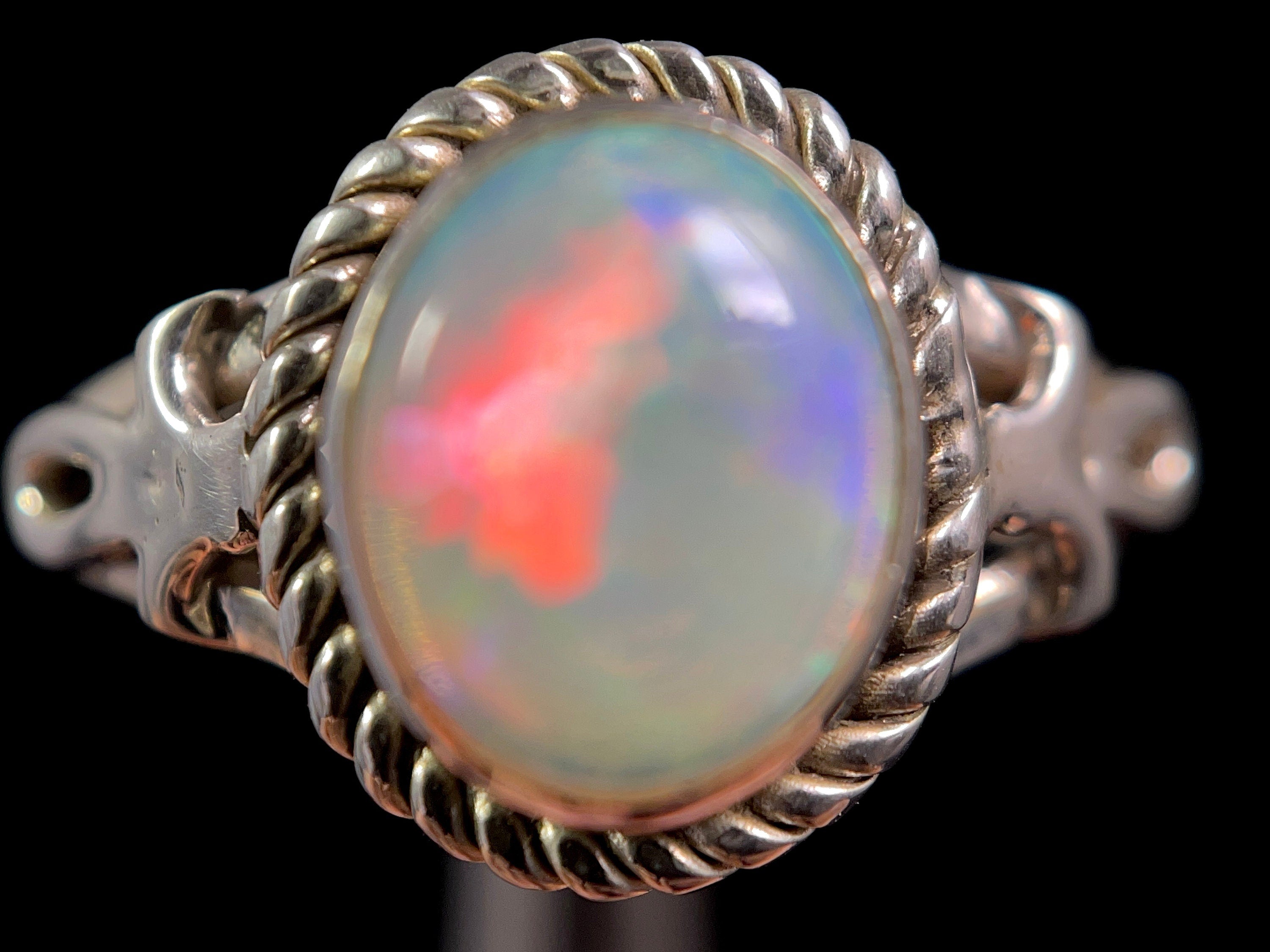 Ethiopian Welo Opal Ring for Women - Sterling Silver Size 9.5, Elegant Bridal Jewelry & Wedding Gift - Perfect for Engagement, Anniversary & Special Occasions