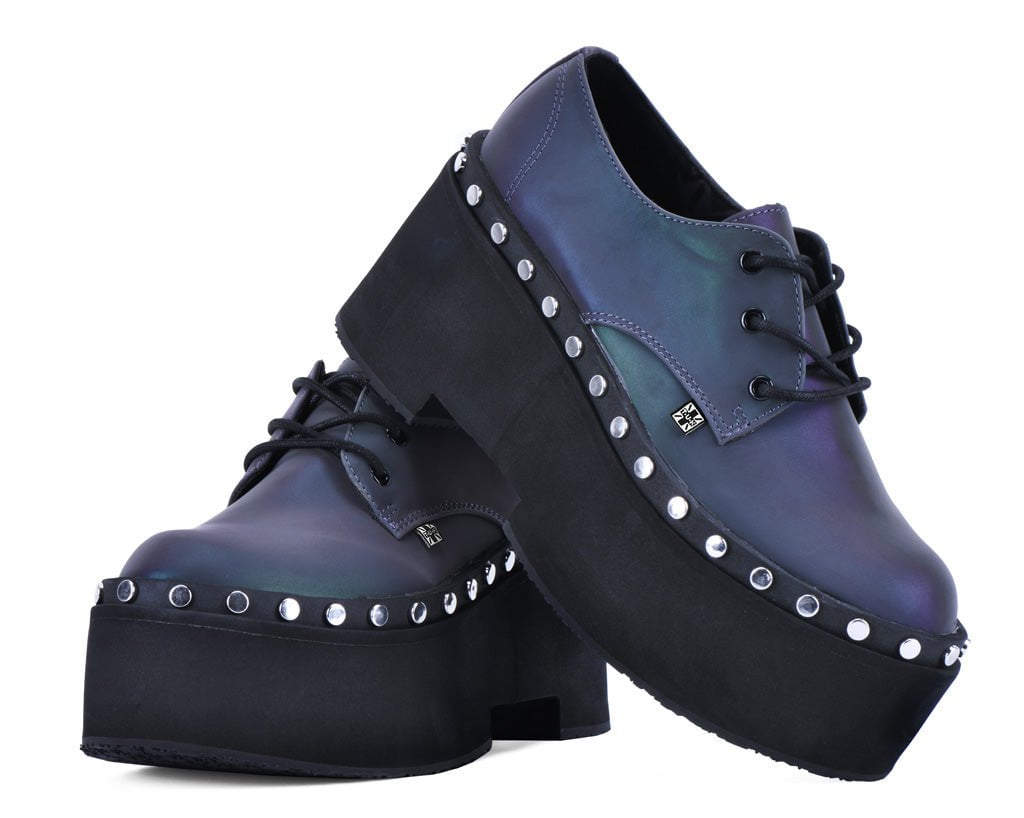 Midnight Chameleon Dino Flat Platform Sneakers for Women - Trendy Casual Shoes for Everyday Wear, Street Style & Comfortable Walking