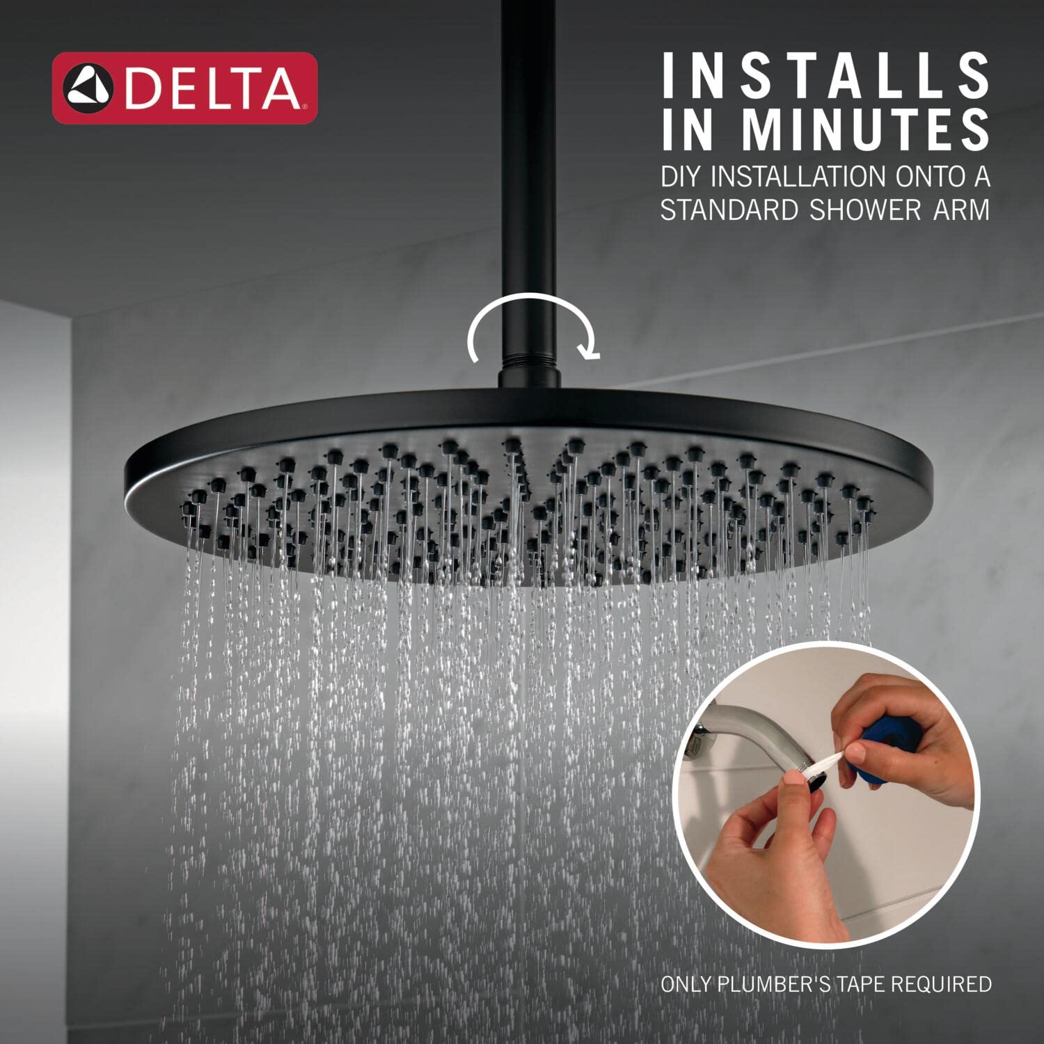 Premium Matte Black Rainfall Shower Head - High Pressure Ceiling Mount Metal Showerhead with Included Shower Arm for Luxurious Spa-Like Bathroom Experience