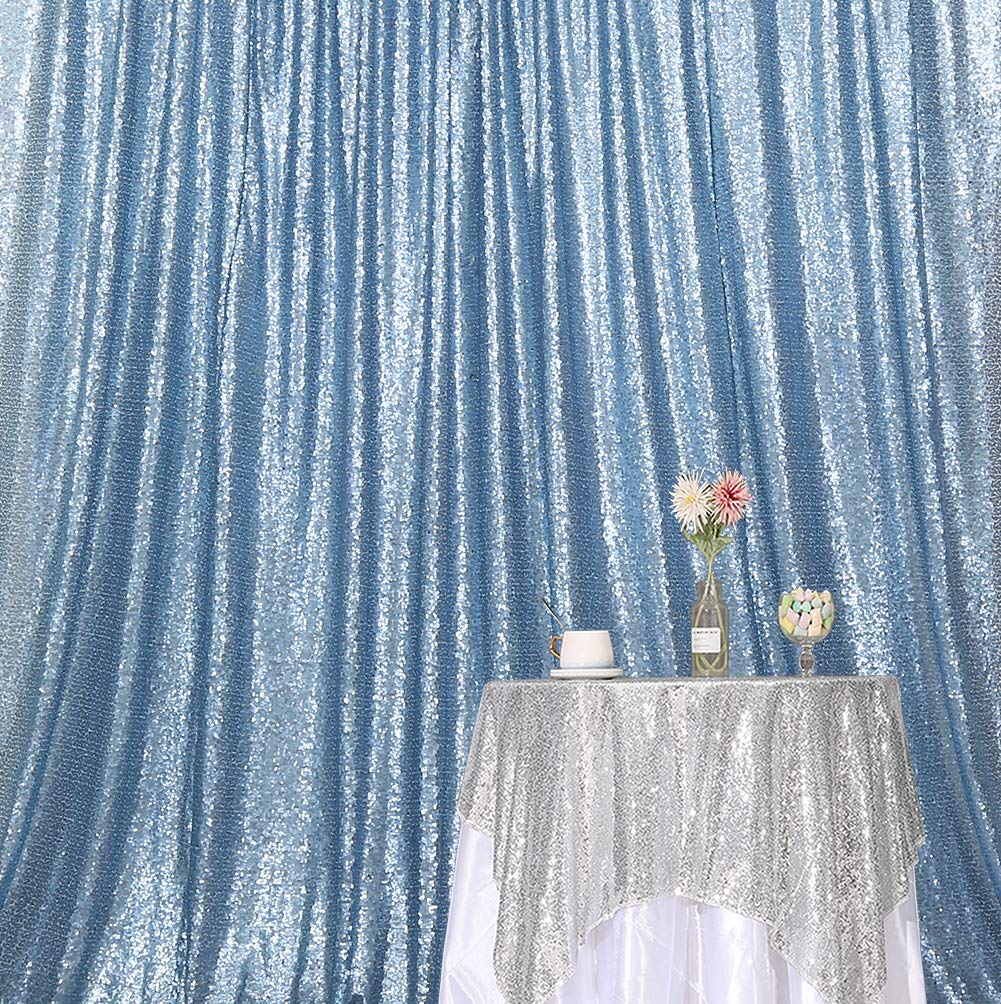 Glitter Sequin Backdrop 7x7ft - Baby Blue for Photography & Party Decor