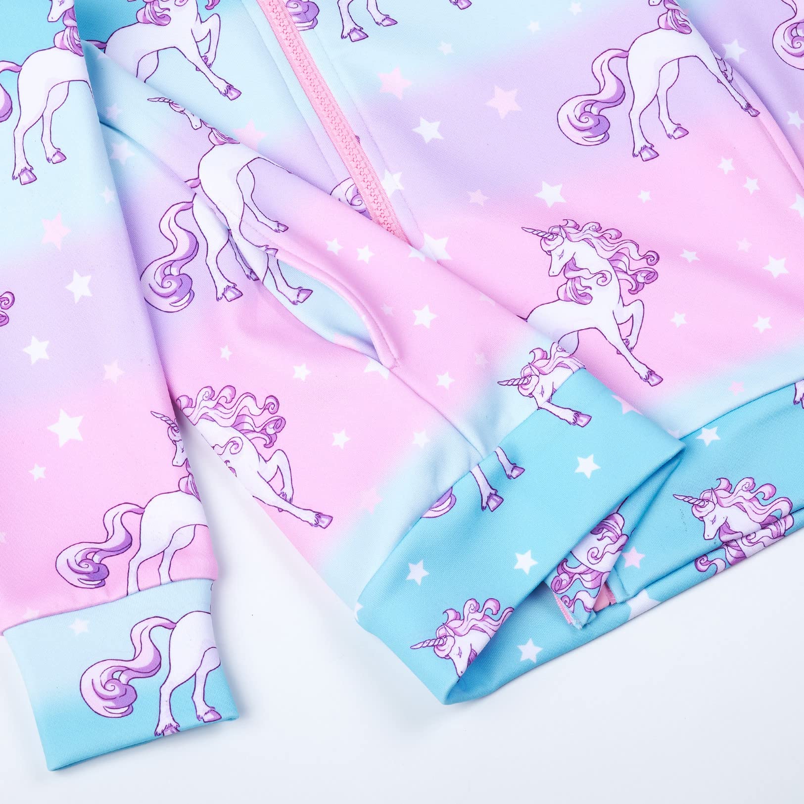 Unicorn Zip Up Hoodie for Girls with Pockets - Cute Pullover Sweatshirt for School, Playdates & Outdoor Activities