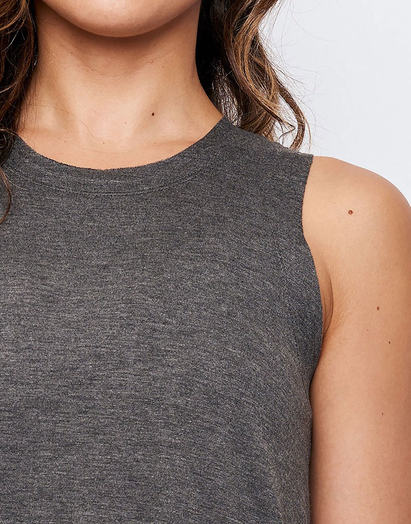 Premium Sunday Tank Top for Women - Soft & Comfortable Charcoal Grey Casual Tee - Perfect for Yoga, Gym, and Everyday Wear