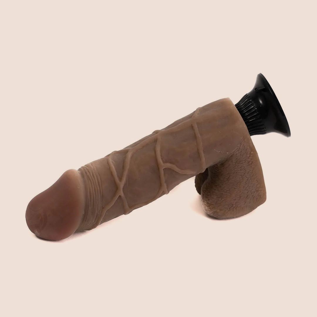 Real Feel Deluxe No. 10 - 10 Inch Realistic Vibrating Dildo with Strong Suction Cup Base | Waterproof & Body-Safe Silicone | Perfect for Solo Play, Couples & Shower Use
