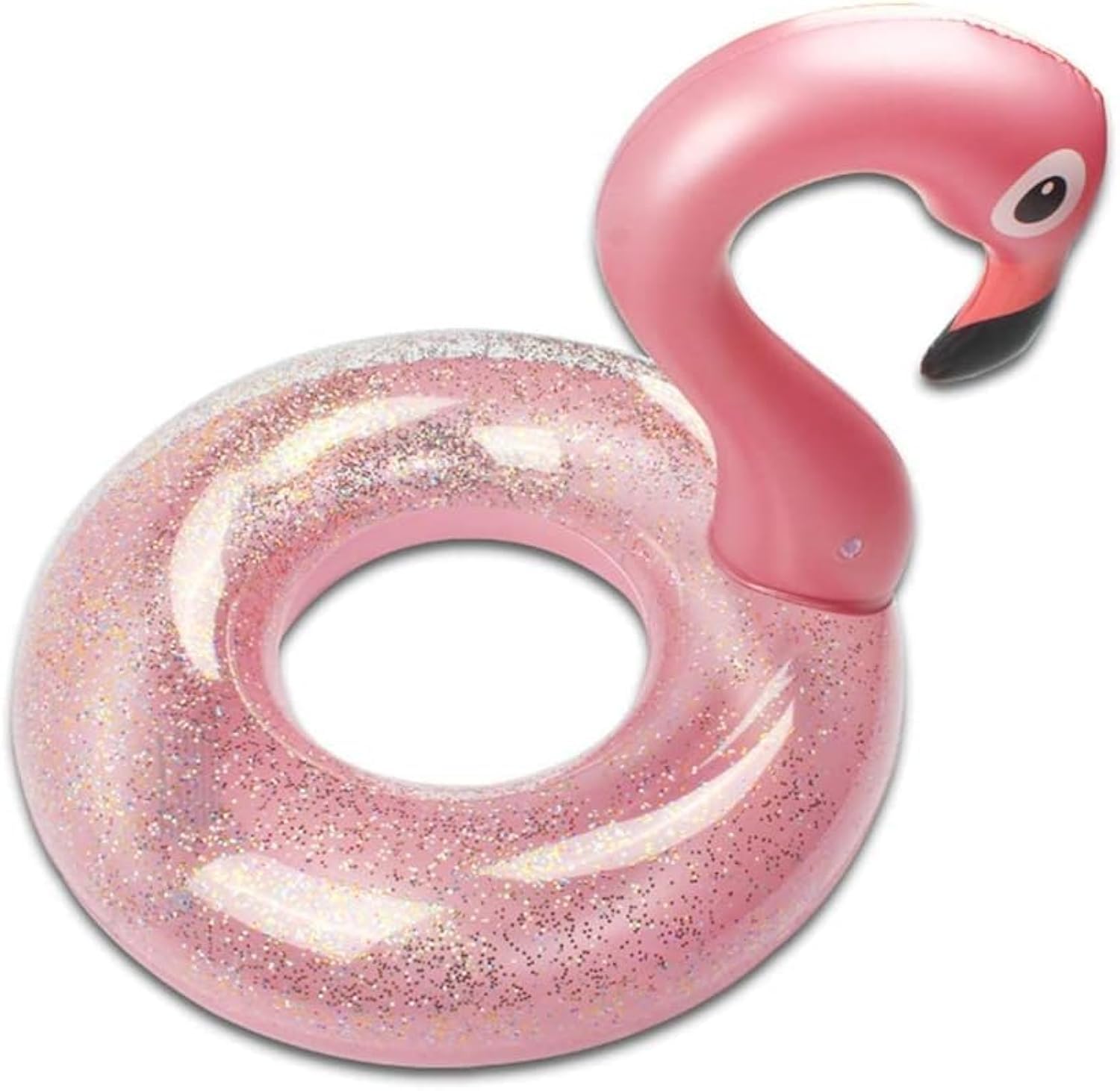 Inflatable Flamingo Pool Float, Pink Glitter Flamingo Raft for Adults & Teens - Fun for Beach, Pool Parties & Summer Relaxation (70