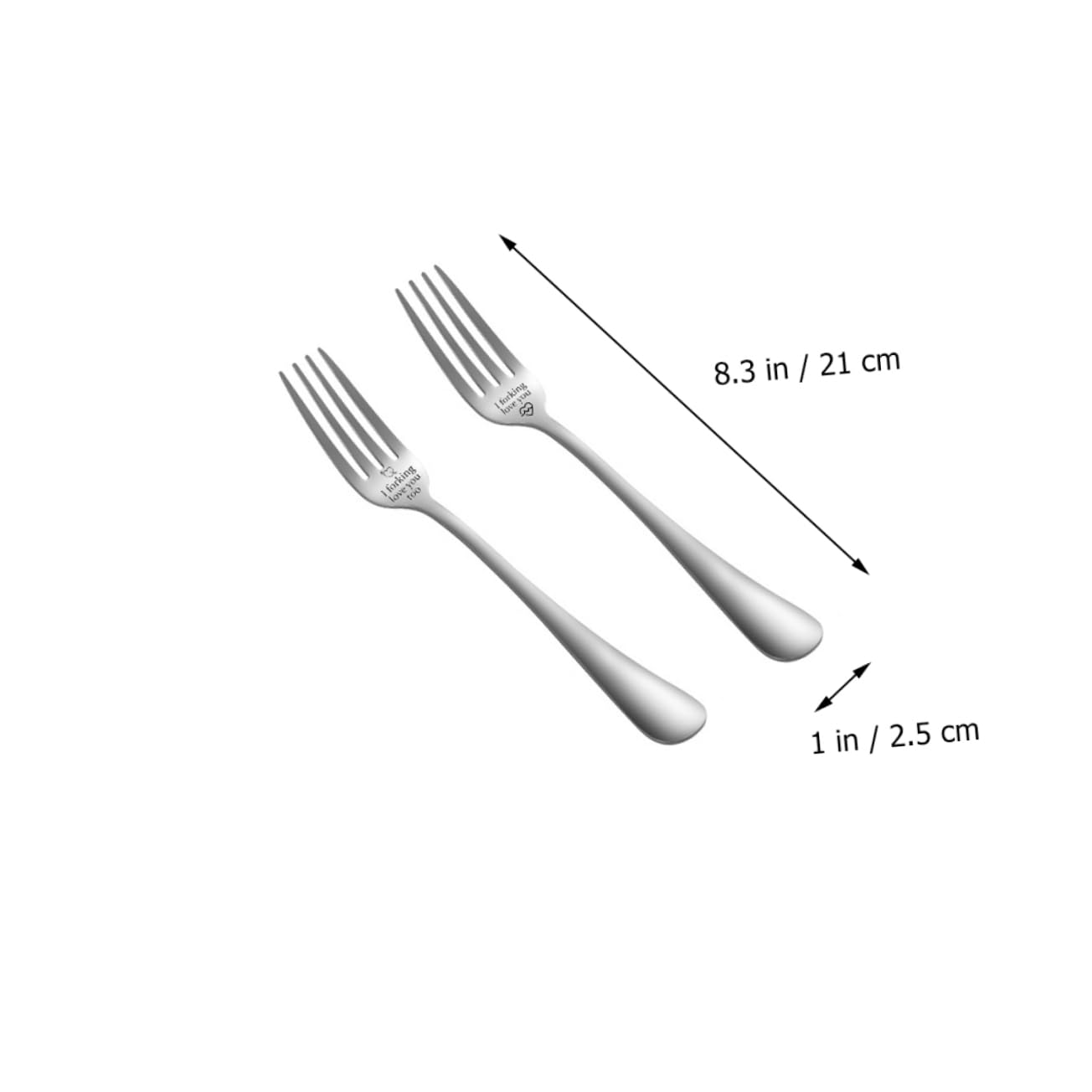 2 Pcs Romantic Engraved Stainless Steel Dessert Forks for Couples - Sweet Cross Design Reusable Tableware for Tea, Dinner & Special Occasions - Perfect for Anniversaries, Valentine's Day & Romantic Date Nights