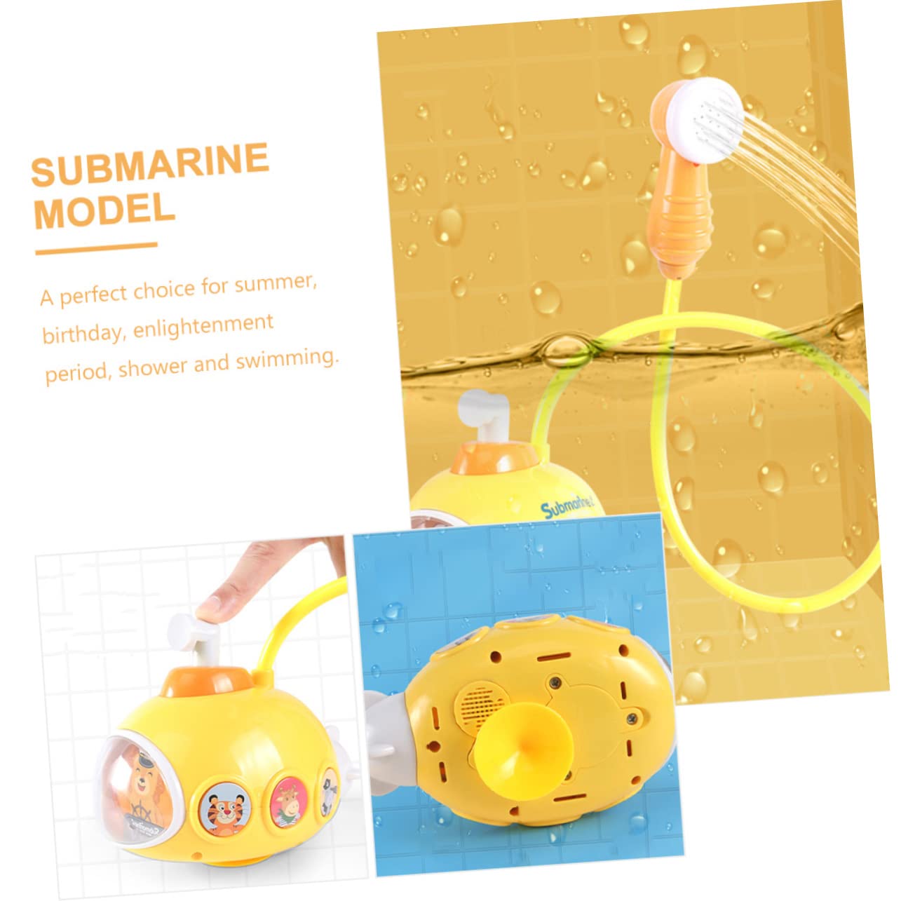FAVOMOTO 4pcs Kids Bath Toys - Animal Shower Toys for Toddlers, Water Play Toys for Baby Bath Time, Durable Plastic Yellow Bathtub Toys for Children - Fun Learning Toys for Sensory Play & Early Development
