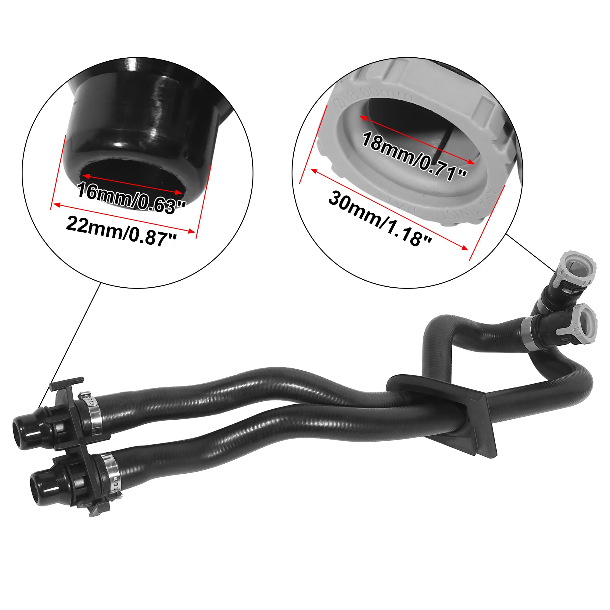 X AUTOHAUX LR019276 Heater Water Hose - High-Quality Rubber Replacement Compatible with Land Rover Range Rover Evoque 2012-2021 Models | Perfect for Cooling System Repairs & Maintenance