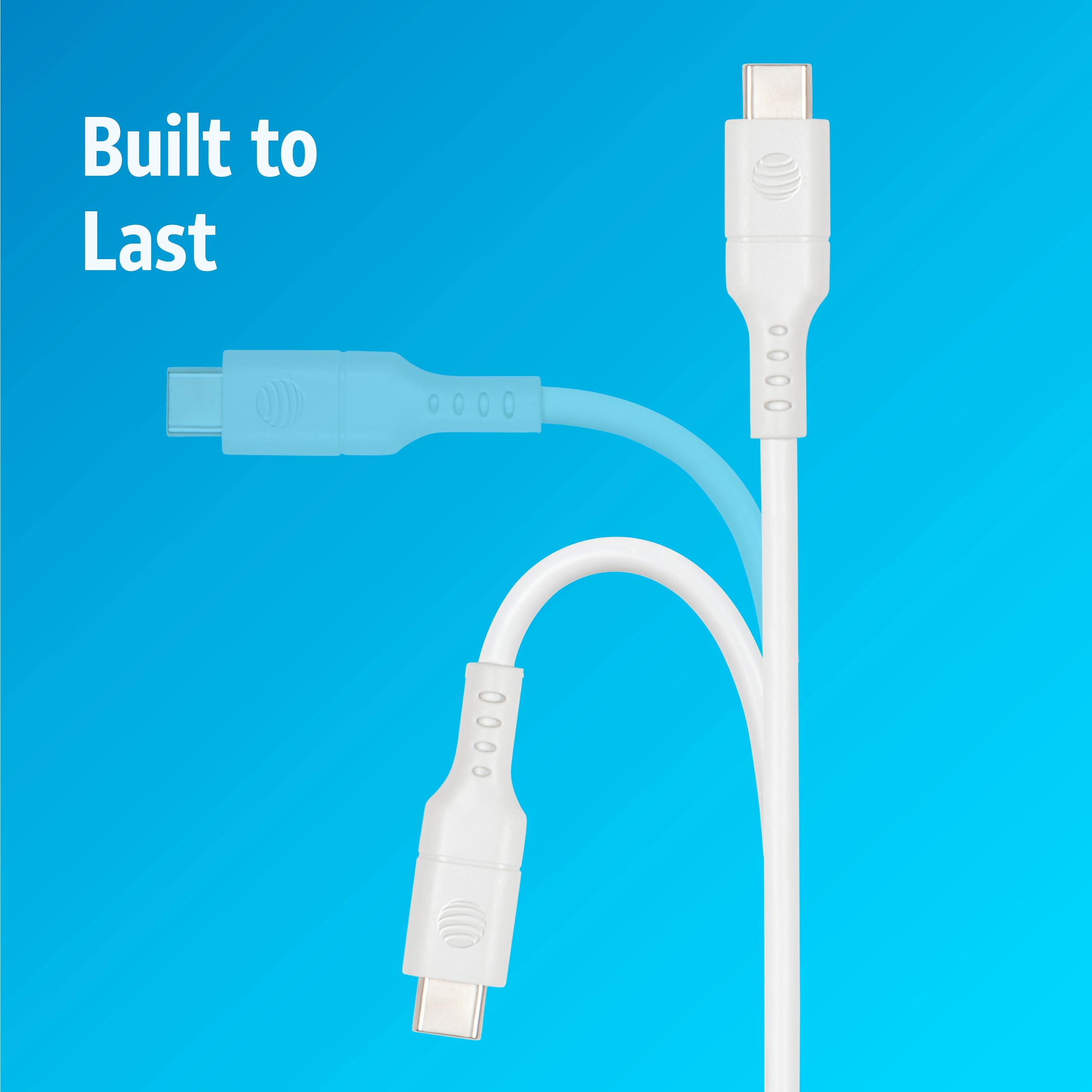 Premium AT&T USB-C to USB-C Fast Charging Cable 6ft - High Speed Power Delivery for iPhone 15 Pro Max, MacBook Pro, iPad Pro | Durable White Cord for Home, Office & Travel Charging