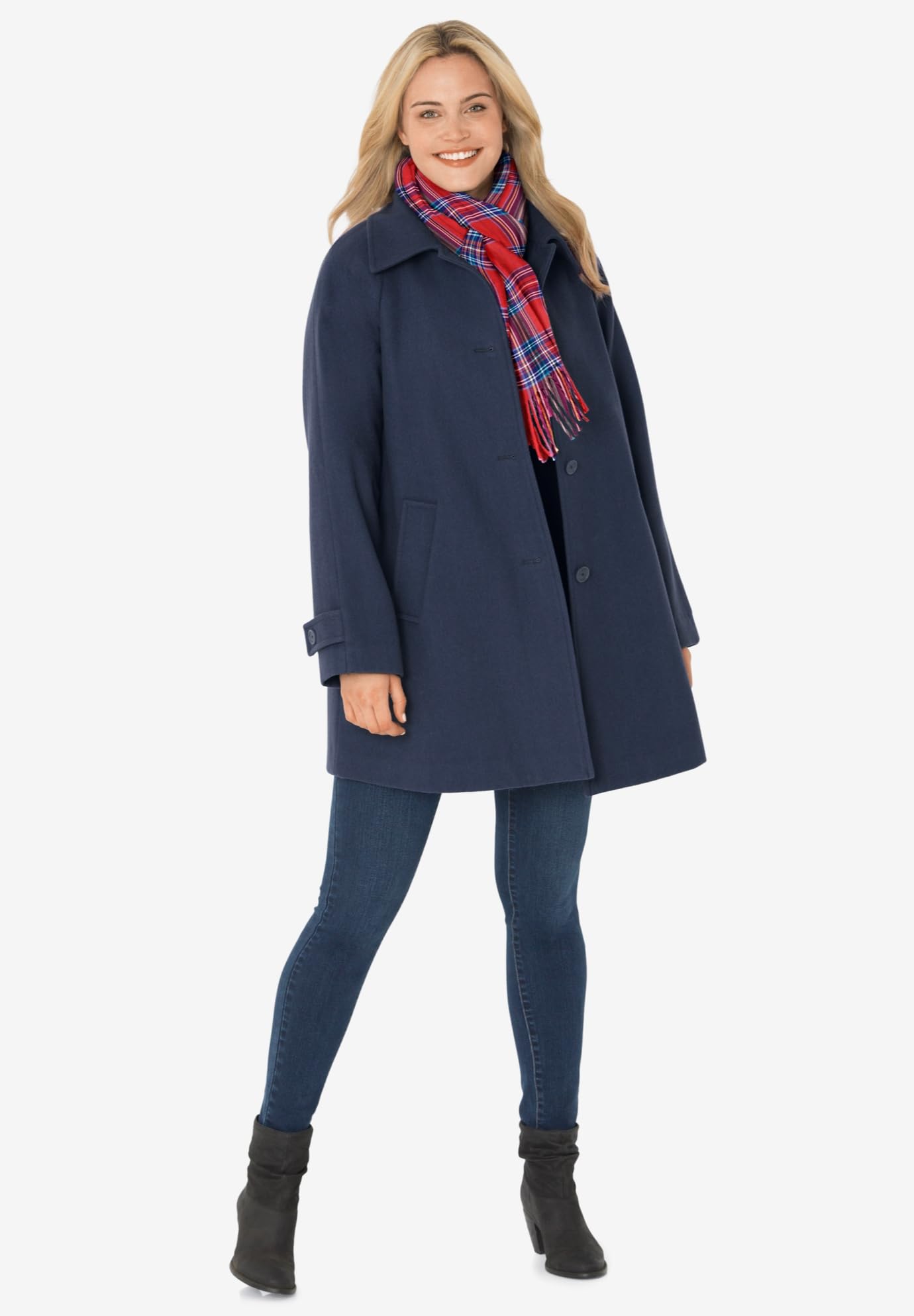 Woman Within Women's Plus Size Wool-Blend Classic A-Line Coat for Winter - Warm & Stylish Outerwear for Cold Weather, Office & Casual Wear